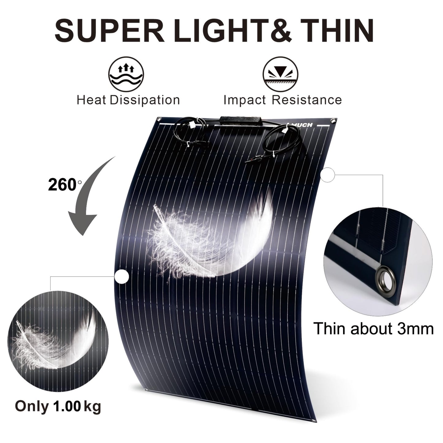 200W Flexible Solar Panel Kit, Lightweight Monocrystalline Ultra-Flexible Bendable Mono Off-Grid Charger with 30A Charge Controlle for 12-24V Battery Charging Car Battery Camping Stuff (2 * 100W)