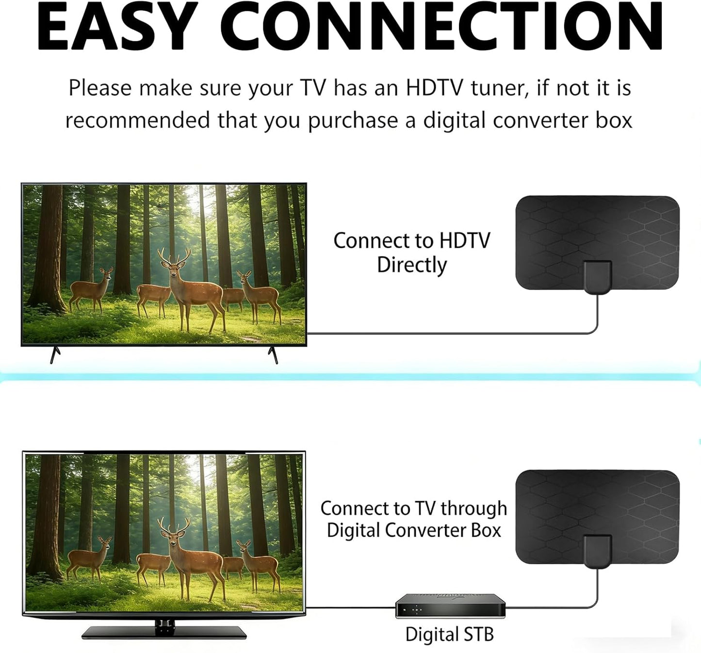 KANGYUE TV,360 4K 1080P 10.5ft Digital Antenna Indoor for Smart Reception, Portable Digital Antenna Indoor for Local