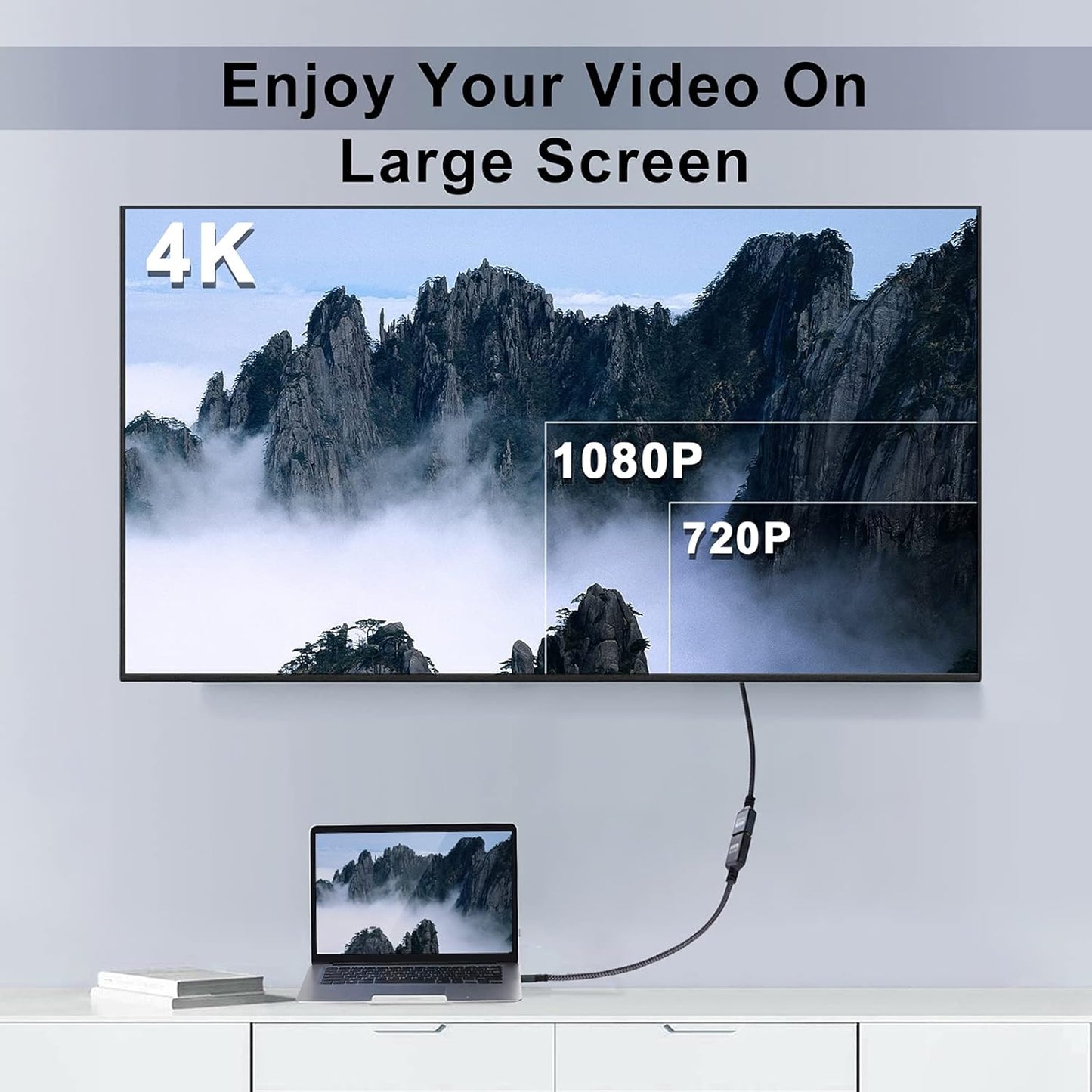 Twozoh 3.3FT 4K@60Hz 3D HDMI Extender, HDMI Male to Female Nylon Braided Cable, HDR Support