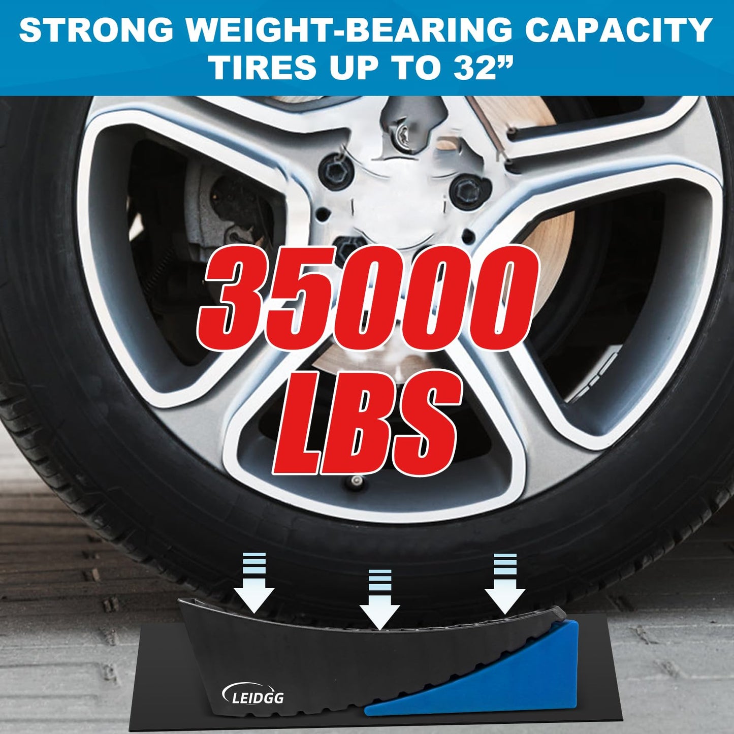 LEIDGG 2Packs RV Leveling Blocks System Kit Camper Leveling Blocks for RVS Trailer with Carrying Bag, Anti-Slip Mats, T Bubble Level Up to 35000 LBS Blue