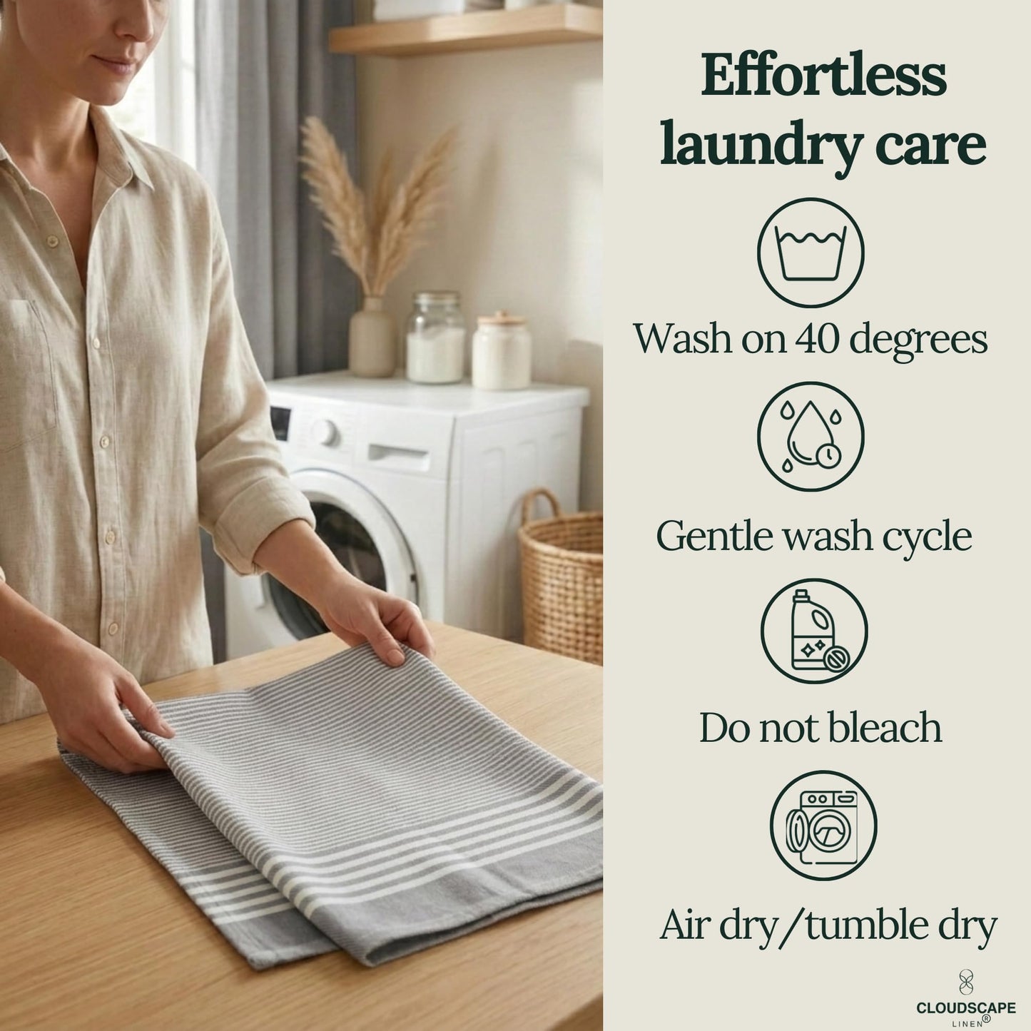 CLOUDSCAPE Kitchen Towels, Set of 6, Premium Cotton Dish Towels for Kitchen, 18" x 28" Oversized Hand Towel, Quick Absorbent & Drying Tea Towel with Hanging Loop - Grey