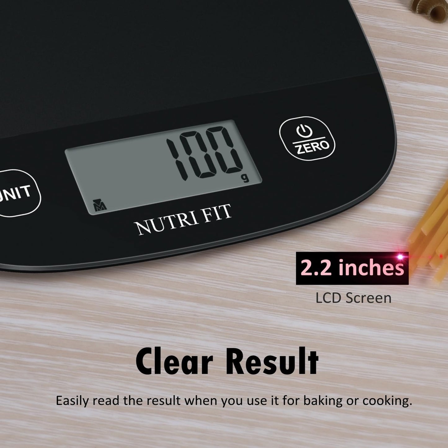 Nutri Fit Digital Food Scale - Accurate Weight Measurement for Cooking & Baking | Ultra Slim Black, 0.1oz Tare