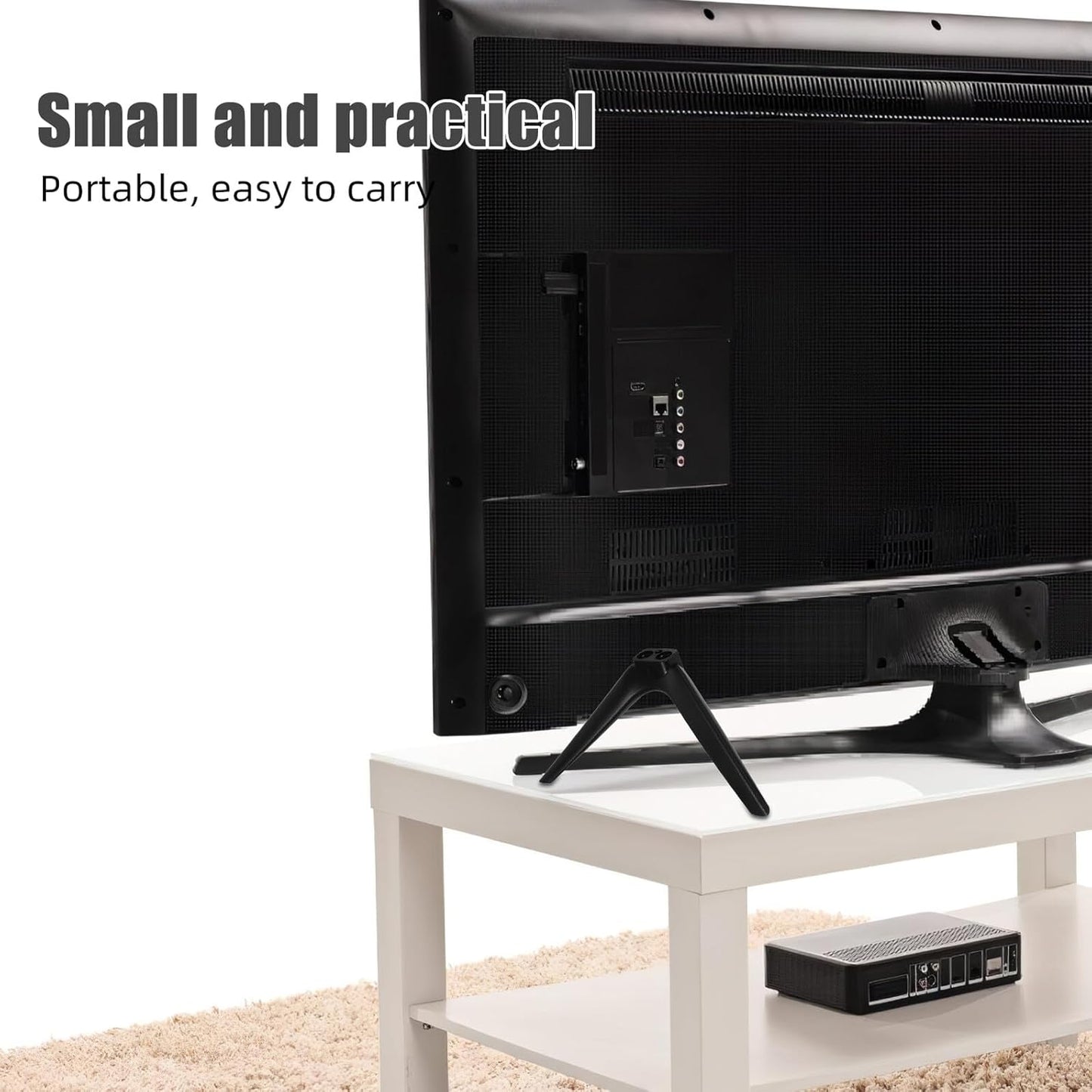 ARTIBETTER 15mm No-Drill Tabletop Tv Stand Bracket with Dual-Hole Plastic Feet, Television Support Holder for Flat