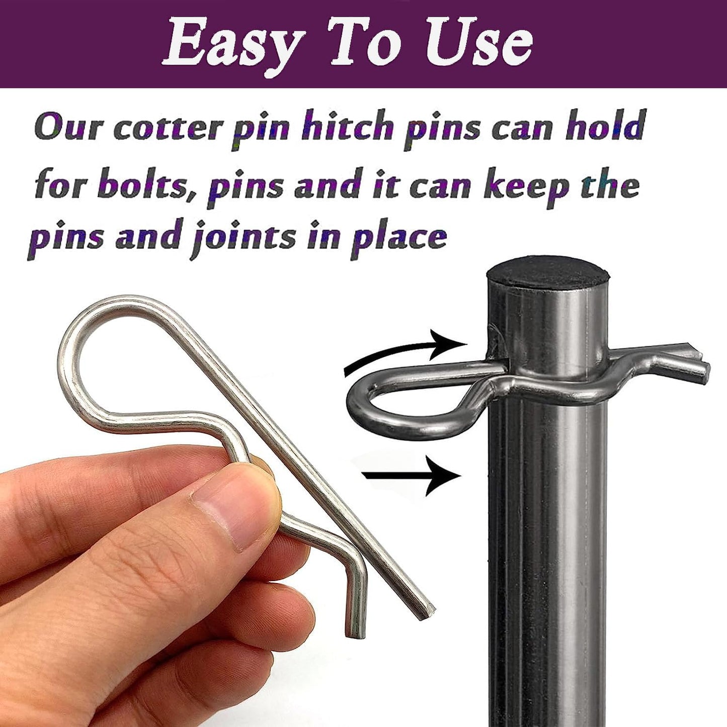 Alloygold 80 Pcs 6 Sizes Stainless Steel Hitch Pin Clip Kit for Hitch Pin Lock System, Trucks, Engine Repair