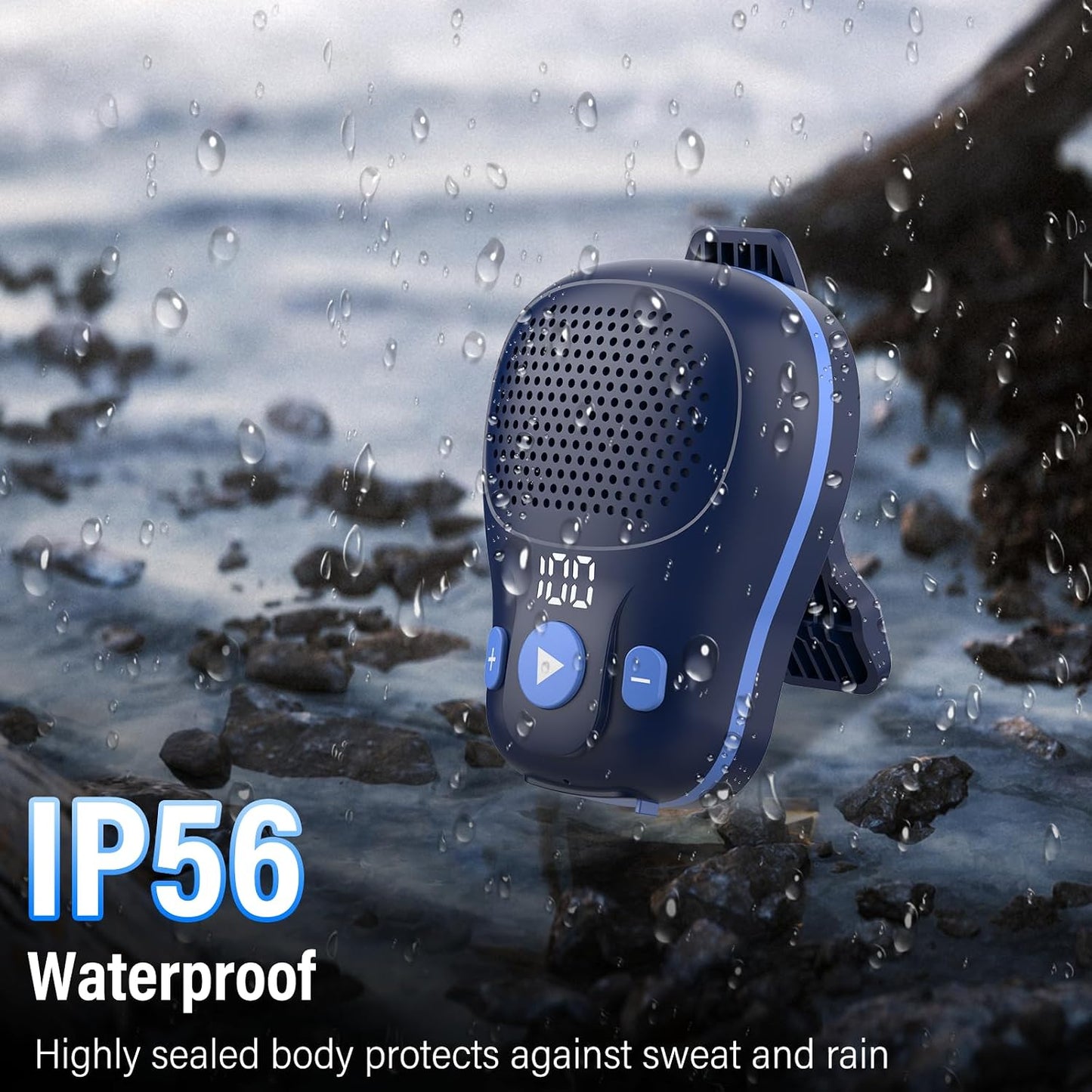 ZYHKON IP56 18 Wearable Bluetooth Speaker, Clip-on Wireless Portable Speakers, Waterproof Clip Speaker Up to Hours