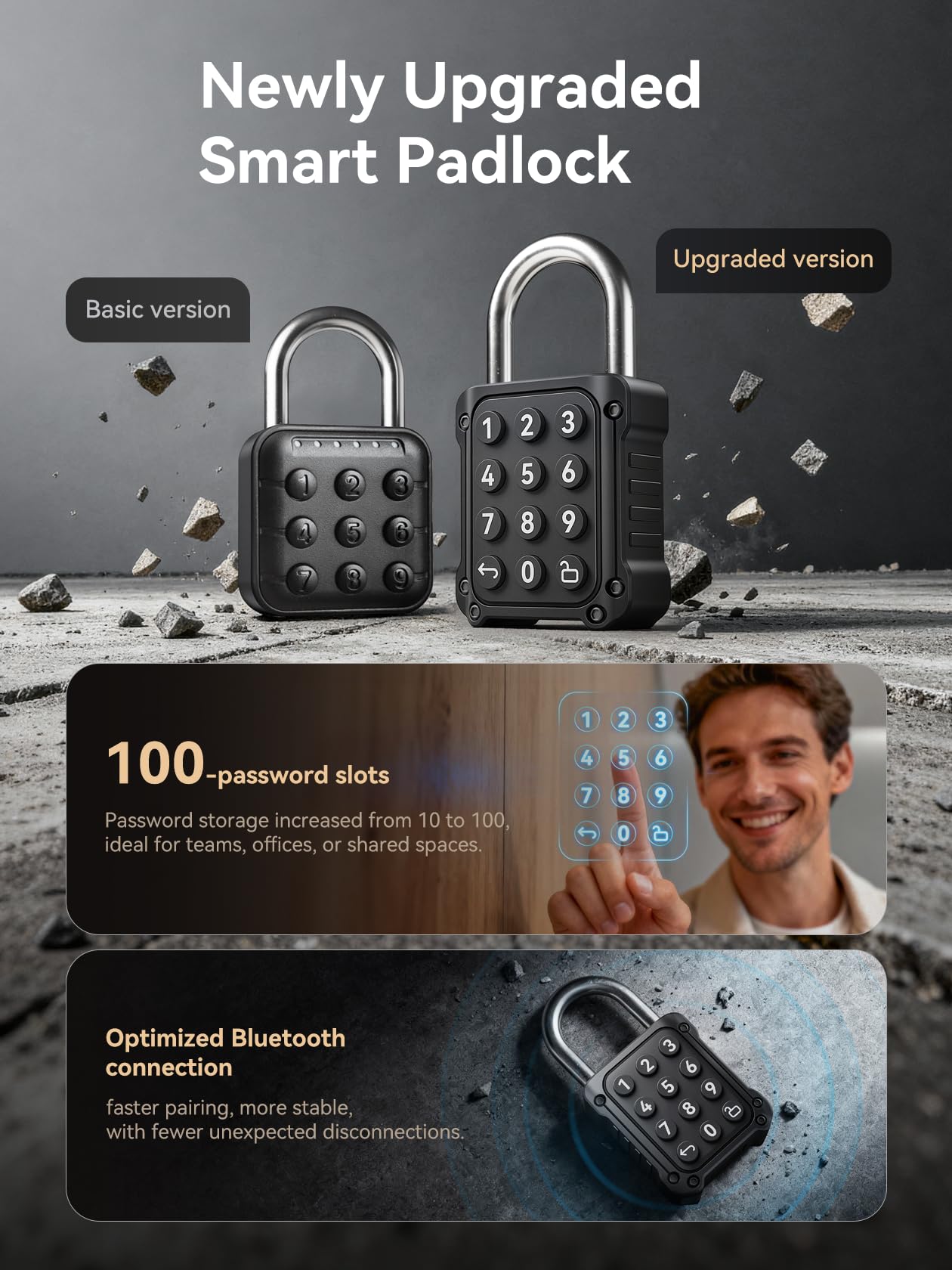 NexusLab Combination Lock, Locker Lock & Gym Locker Lock with TUYA App, High-Security, IP67 Rated, Zinc Alloy Anti-Corrosion, Perfect for Gym/School Locker, Privacy Safe