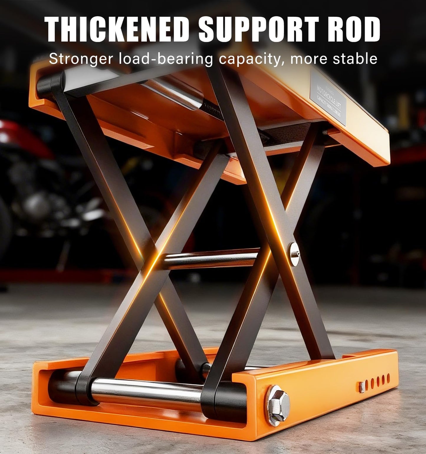 HUGOASIS 500KG Heavy Duty Motorcycle Scissor Lift, 150% Capacity 85mm-350mm Lift Range, Portable Maintenance Lift Table for Motorcycle, ATV, Scooter, Dirt Bike, with Optional Accessories