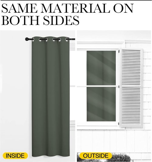 NICETOWN Blackout Curtain Panels - Thermal Insulated Grommet Drapes for Dining Room | Dark Mallard, 42x68-Inch (1 Pair)