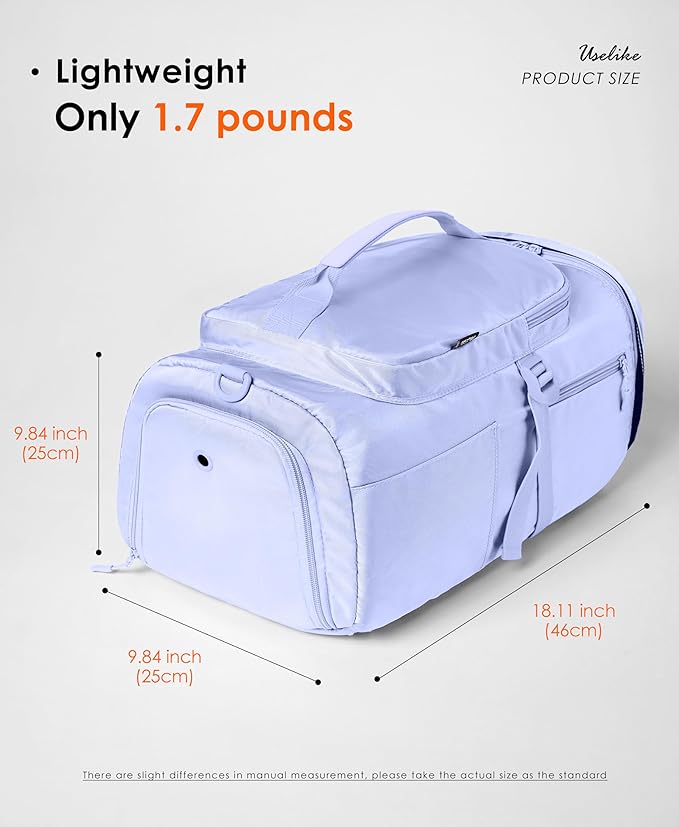 Gym Bag for Women Workout Gym Backpack with Shoe Compartment Sports Duffel Bag Multiple Pockets 30L (Lavender)