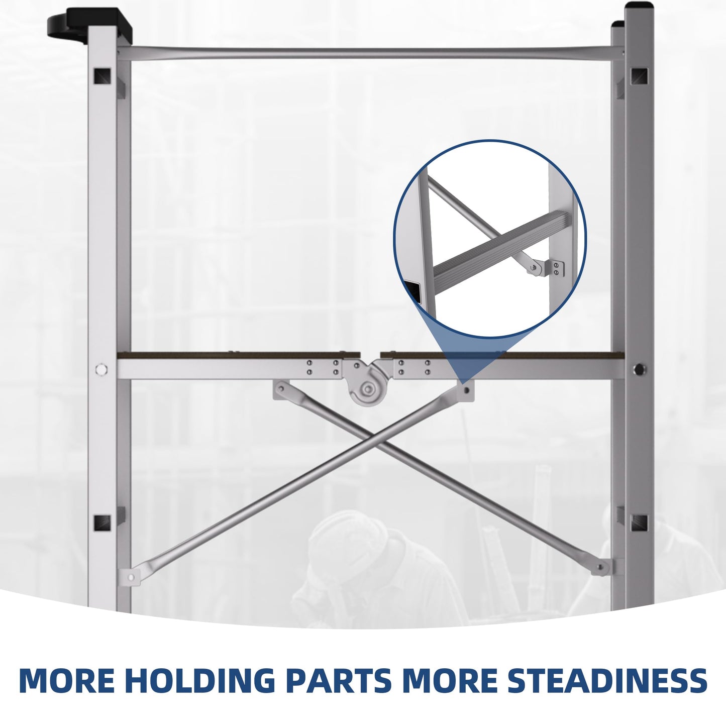 APARECIUM 5' Foldable Aluminum Scaffolding, Portable Scaffolding Ladder, Rolling Scaffolding Work Platform, Scaffold Tower, Ladder Stool Work Bench, Adjustable Work Platform, 330 Lbs Duty Rate