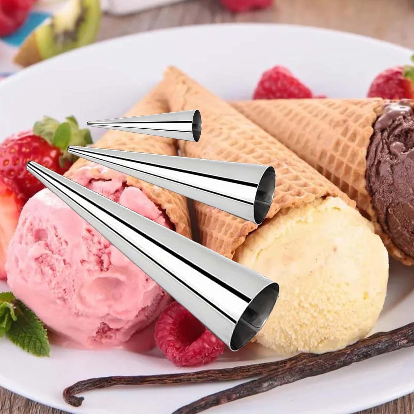 Skiennix Cream Horn Molds - 12 Pcs Stainless Steel Baking Cone Set | 3 Sizes (3.5"/4.9"/5.4")
