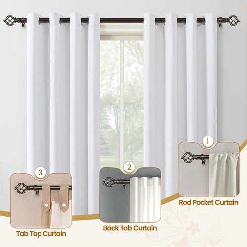 KAMANINA Adjustable Bronze Curtain Rod - 32 to 58 Inch | Stylish Twisted Cage Finial Design