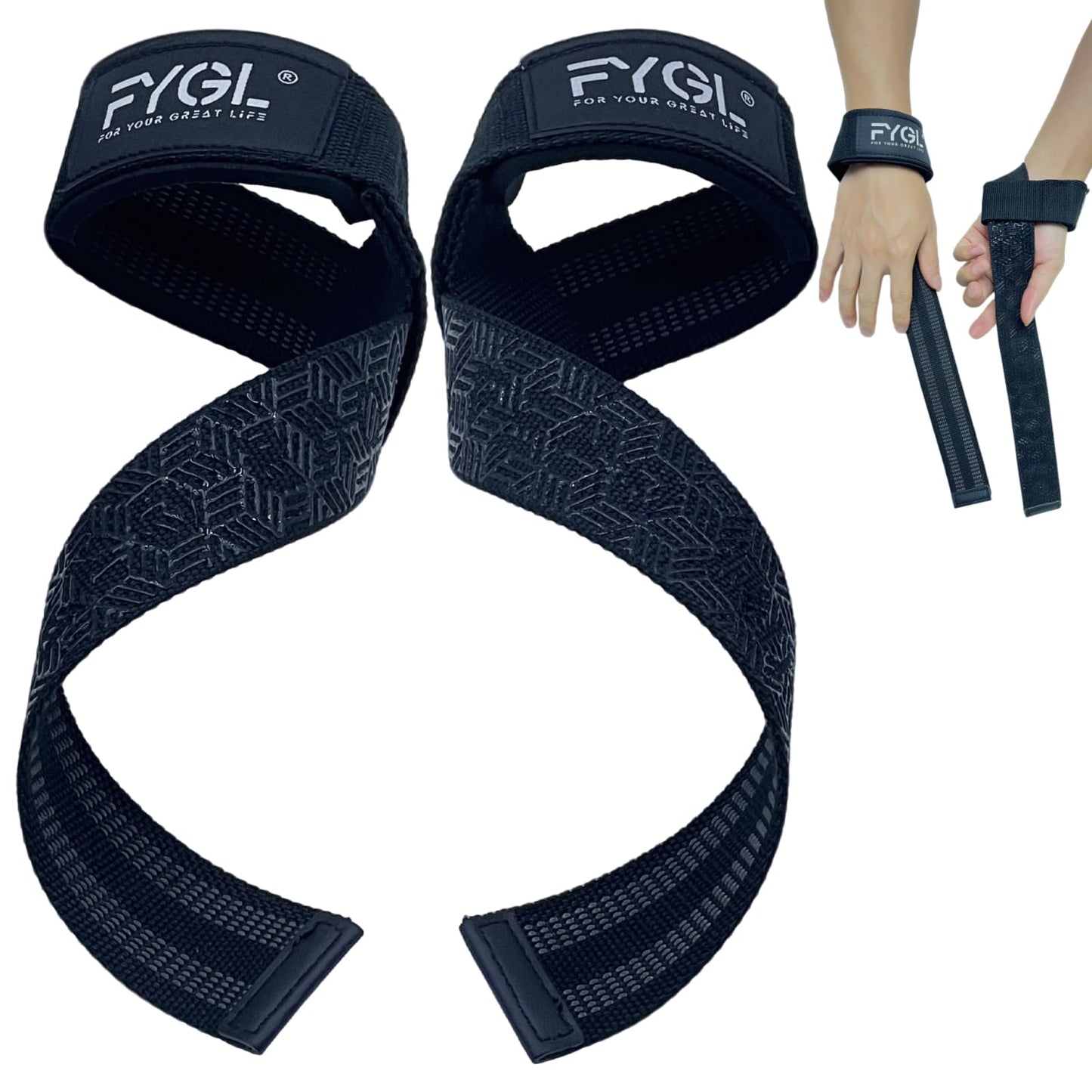 FYGL Lifting Straps for Gym – Heavy Duty Wrist Straps for Weightlifting, Deadlifts & Pull-Ups – Padded Gym Straps with Anti-Slip Grip for Men & Women, Workout Accessories for Strength Training (Black)