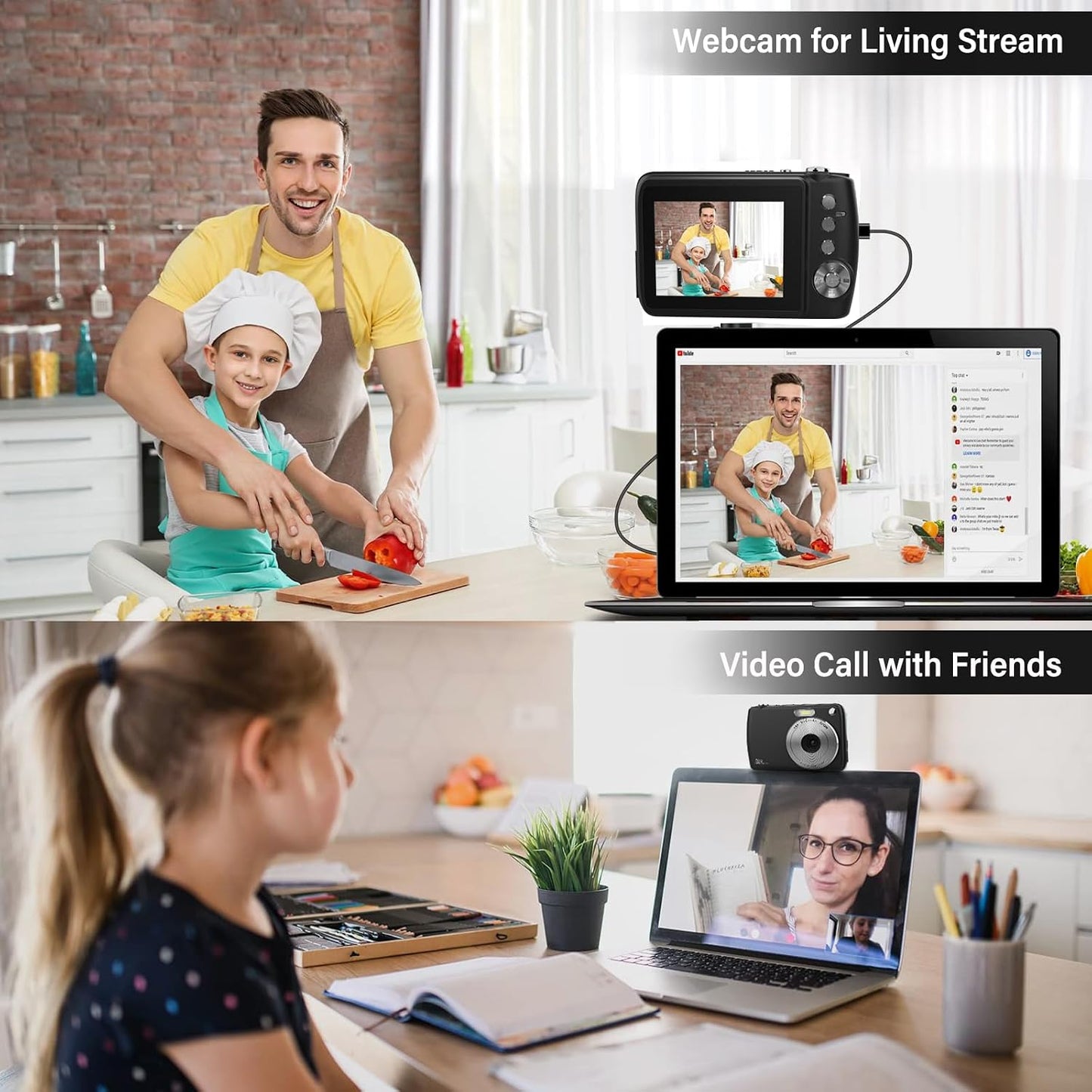 YingCheng 50MP 1080P, 16X Digital Camera, Kids Cameras for FHD Digital Point and Shoot Camera with Zoom Anti Shake