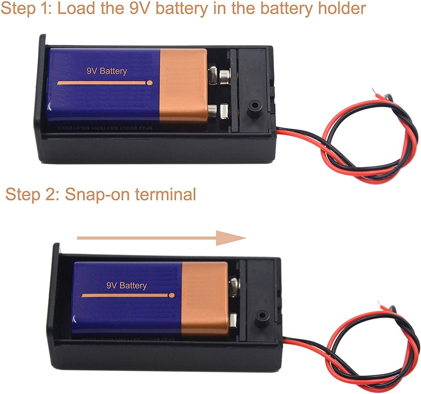 LampVPath (Pack 2 9v 9 9v of Battery Holder, Volt Battery Holder with Switch, Battery Case with Switch