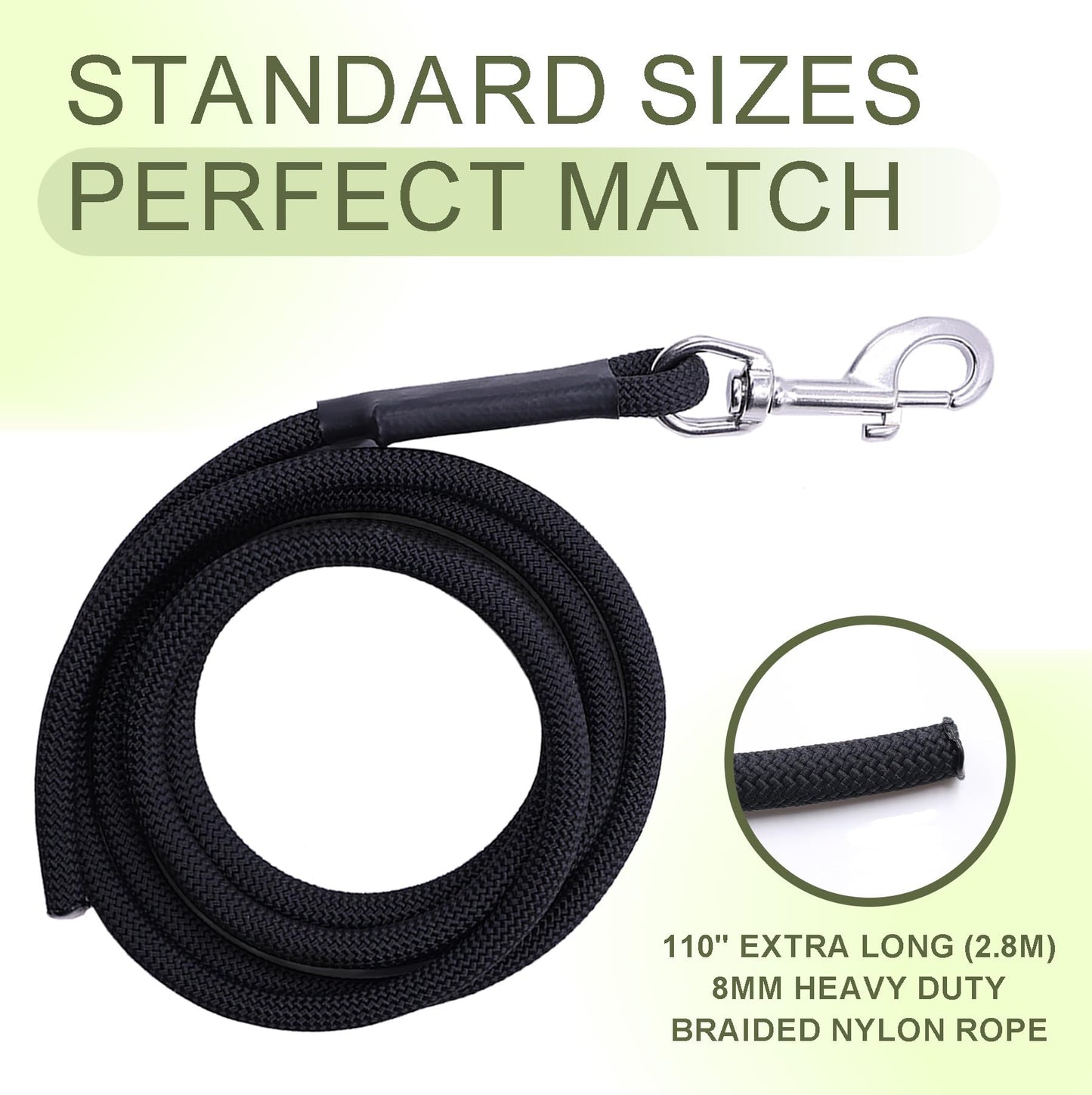 Lights Mountain Pilates Reformer Replacement Ropes (2 Pack), 110” Extra Long 8mm Nylon Rope with Metal Grommet, Heavy Duty Low-Noise Pulley Rope for Reformer, Tower & Cadillac-Style Equipment (with hook)