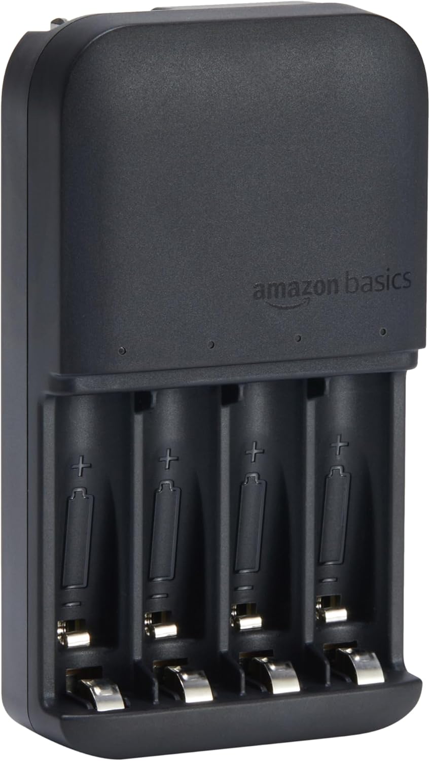 Amazon Basics 4-Bay, Smart Battery Charger for Rechargeable AA and AAA NiMh Batteries, Fast Charging with LED