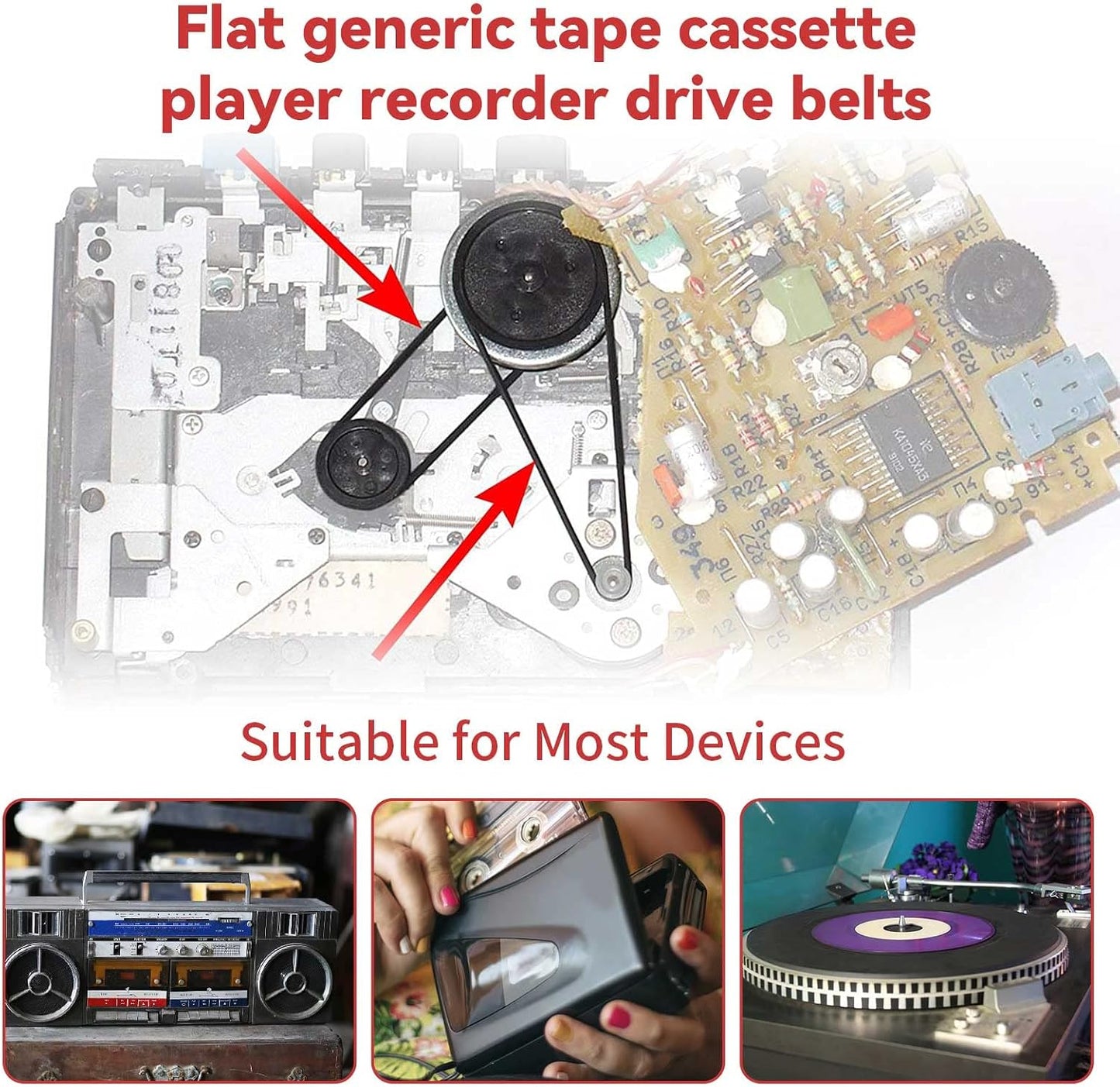 Cassette Cassette 40-135 MM (50PCS) 4MM) Recorder Rubber Belt - Recorder Repair Maintenance Mix Flat Tape Machine
