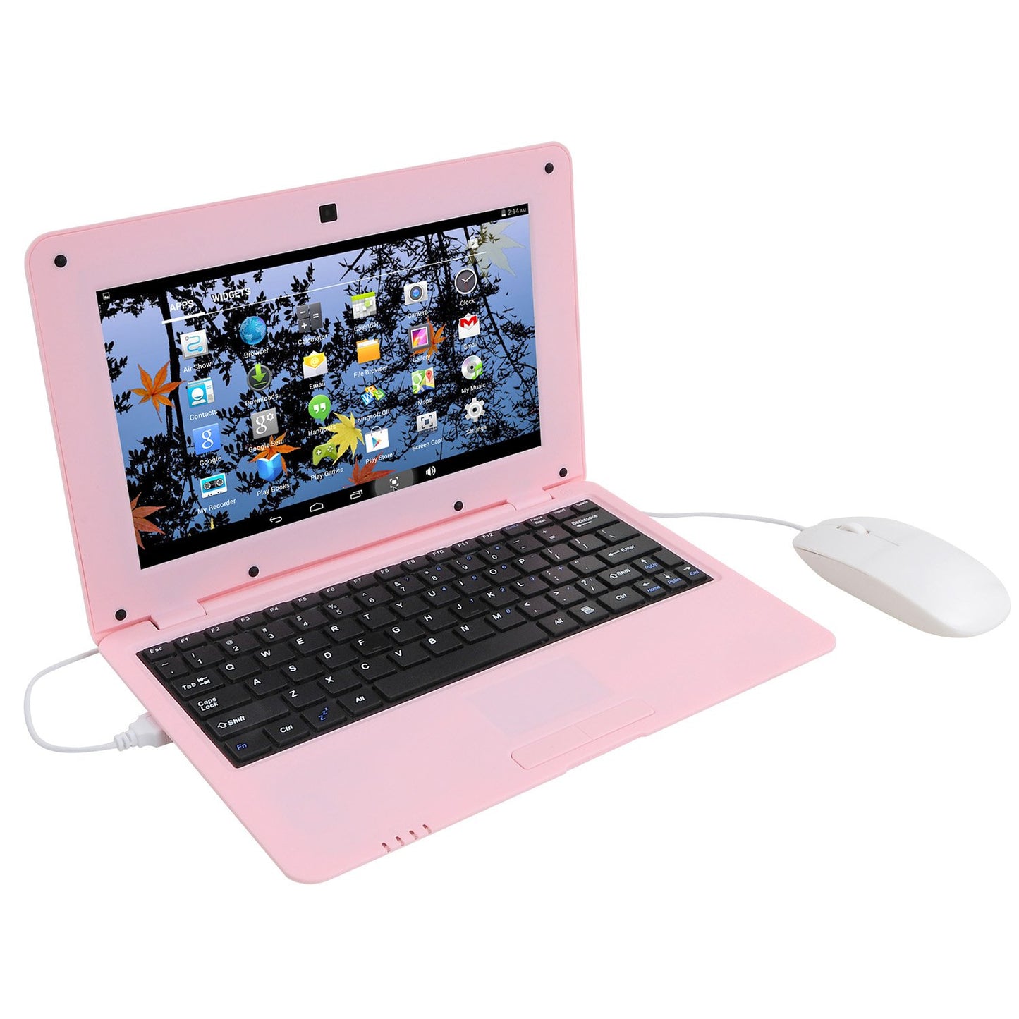 Goldengulf 2025 Version 10.1 Inch Portable 8GB Computer Laptop PC Quad Core Android 6.0 Mini Netbook Slim and Lightweight Notebook YouTube Player Flash (Pink)
