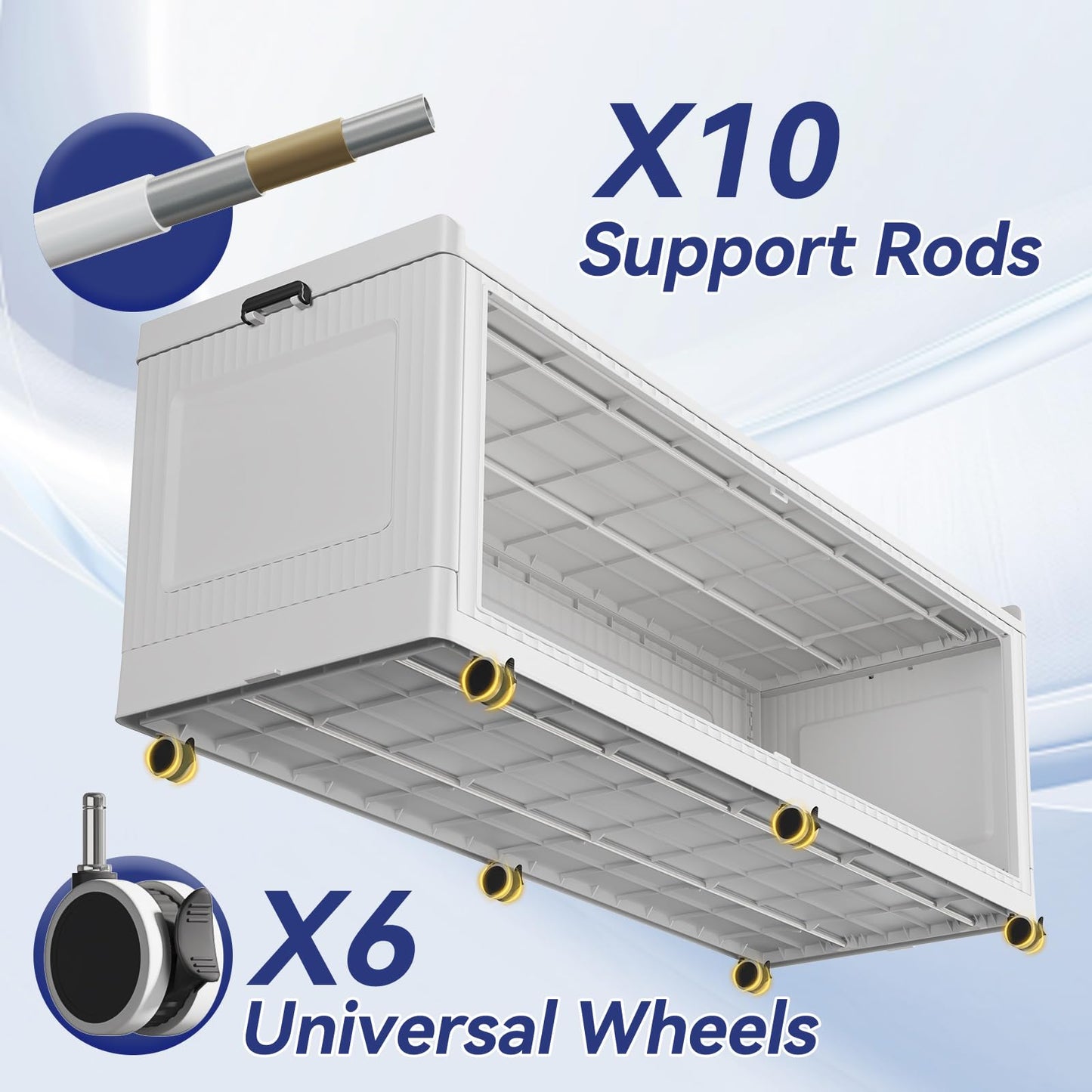 ARXYNEL 320GAL Extra Large Collapsible Storage Bins with Lid & Wheels, 1280QT Stackable Closet Cabinet with Doors, Folding Organizer Containers for Home, Office & Kitchen, 4Pack White