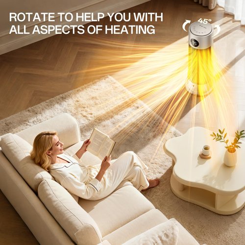 CEAMORFCO Space Heaters for Indoor Use, Portable Electric Heater with Nightlight, 1500W PTC Ceramic Heater with 4 Mode, 12h Timer, Overheat Protection, Safety Heat for Bedroom, Room, Office, Silver