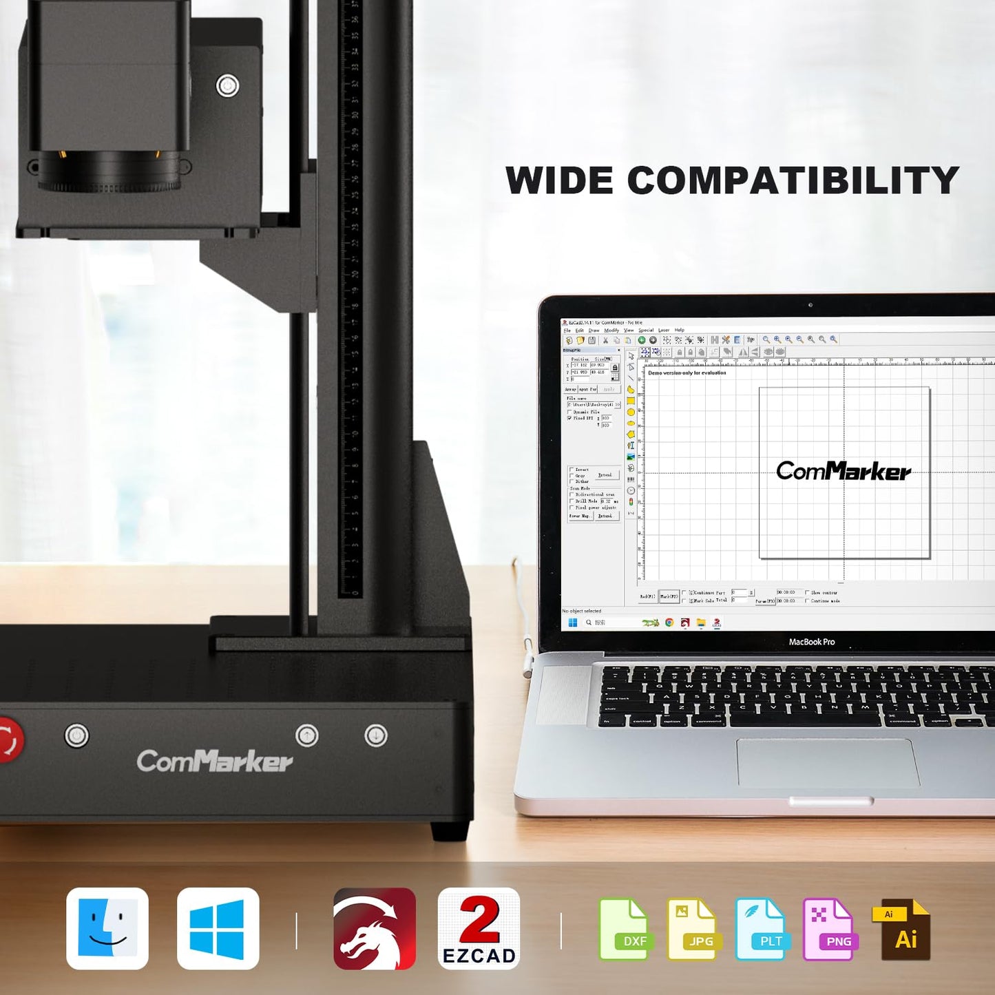 ComMarker Omni1 5W UV Engraving Machine with Electric Lifting 2 Optional Lenses, Support EZCAD and LightBurn Laser Engraver, Unlock All Material with UV Laser