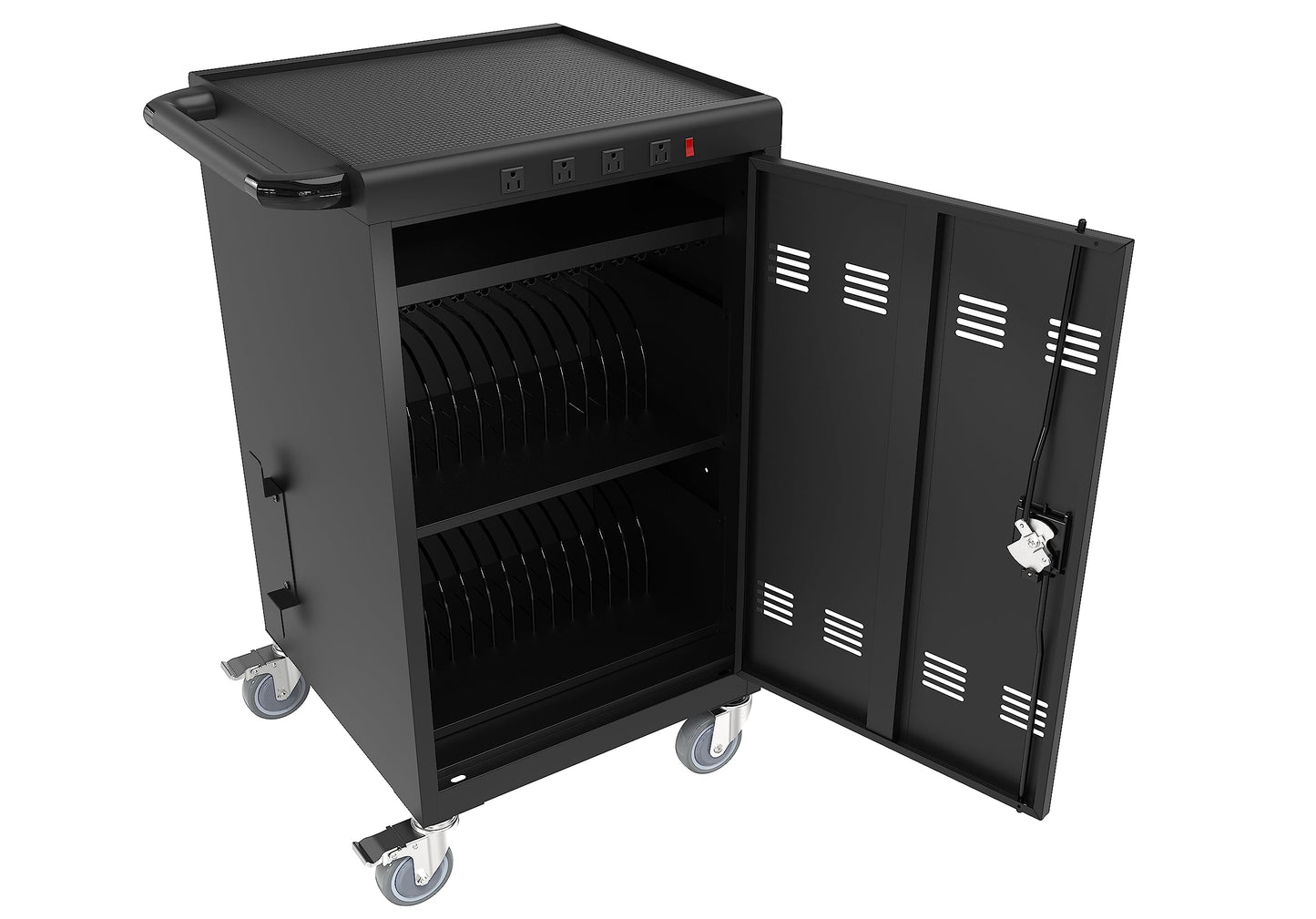 MQIAE Laptop Cart,Mobile Charging Carts for Tablets Laptops with Extra 4 Bits Power Strip, Portable Table Top Charging and Storage Cabinet for Classroom or Office