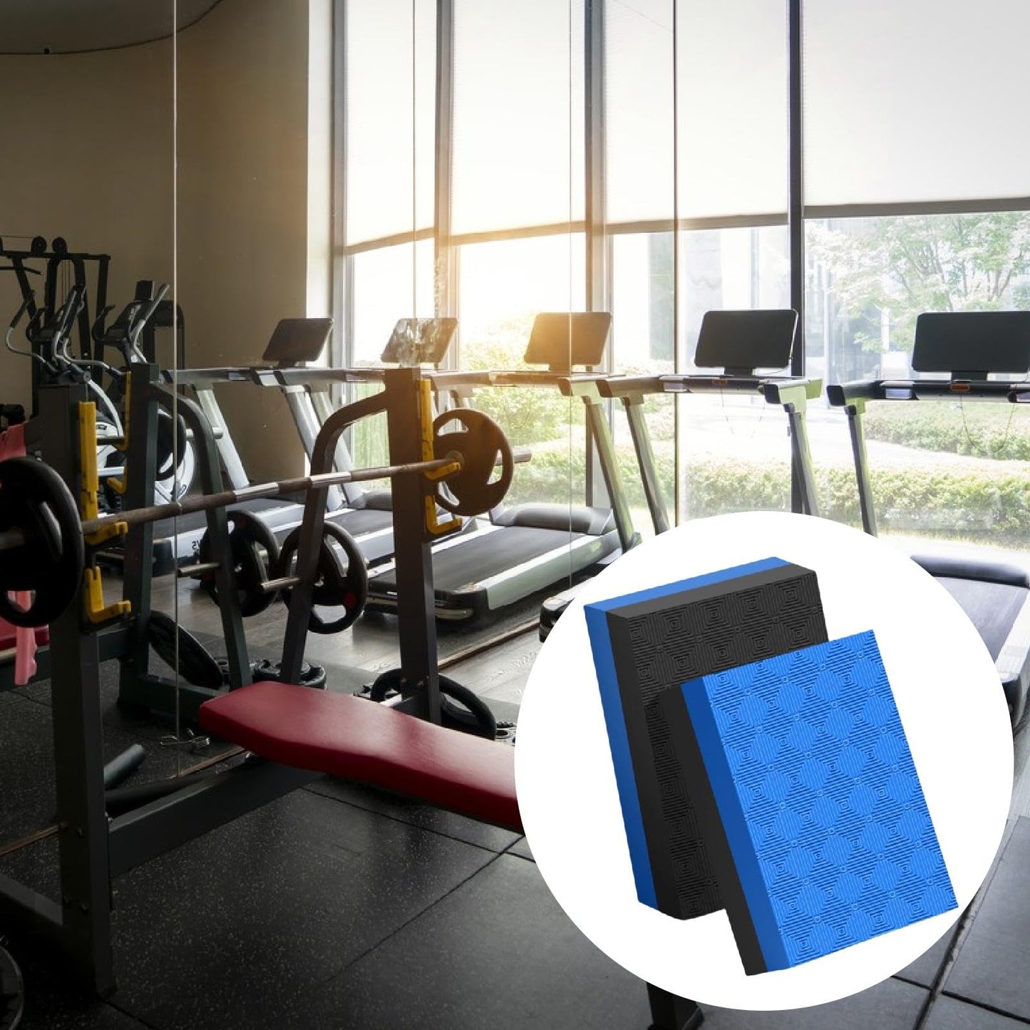 Colaxi Weightlifting Crash Pads for Floor Protection, Deadlift Mat, Weightlifting Crash Mats, Nonslip & Shock Absorbing Silencer Drop Pads for Fitness/Training/Yoga, Black Blue 50x33x4cm