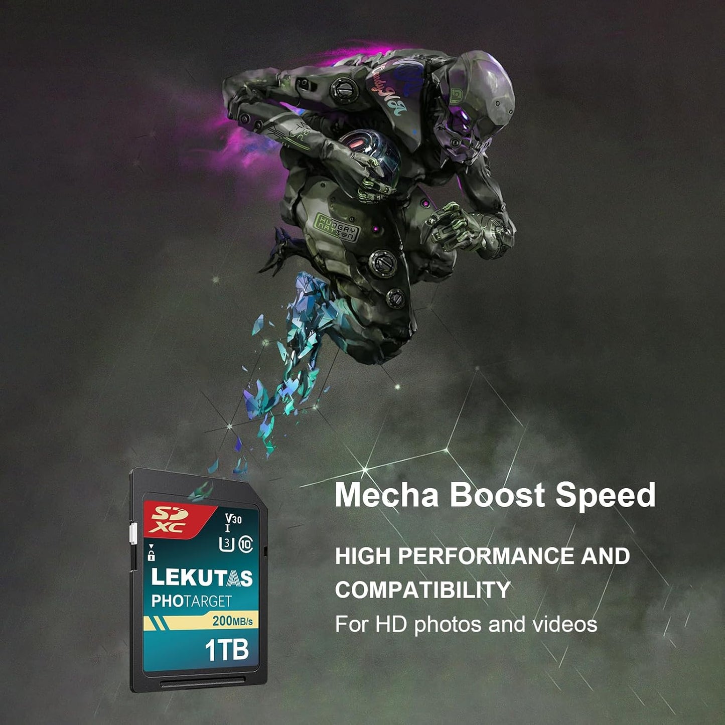 lekutas 1T(999GB) 200MB/s C10, U3, V30, 4K 4K SDXC UHS-I Memory Card - Up to Read Speed, UHD, Full-HD Video SD Card