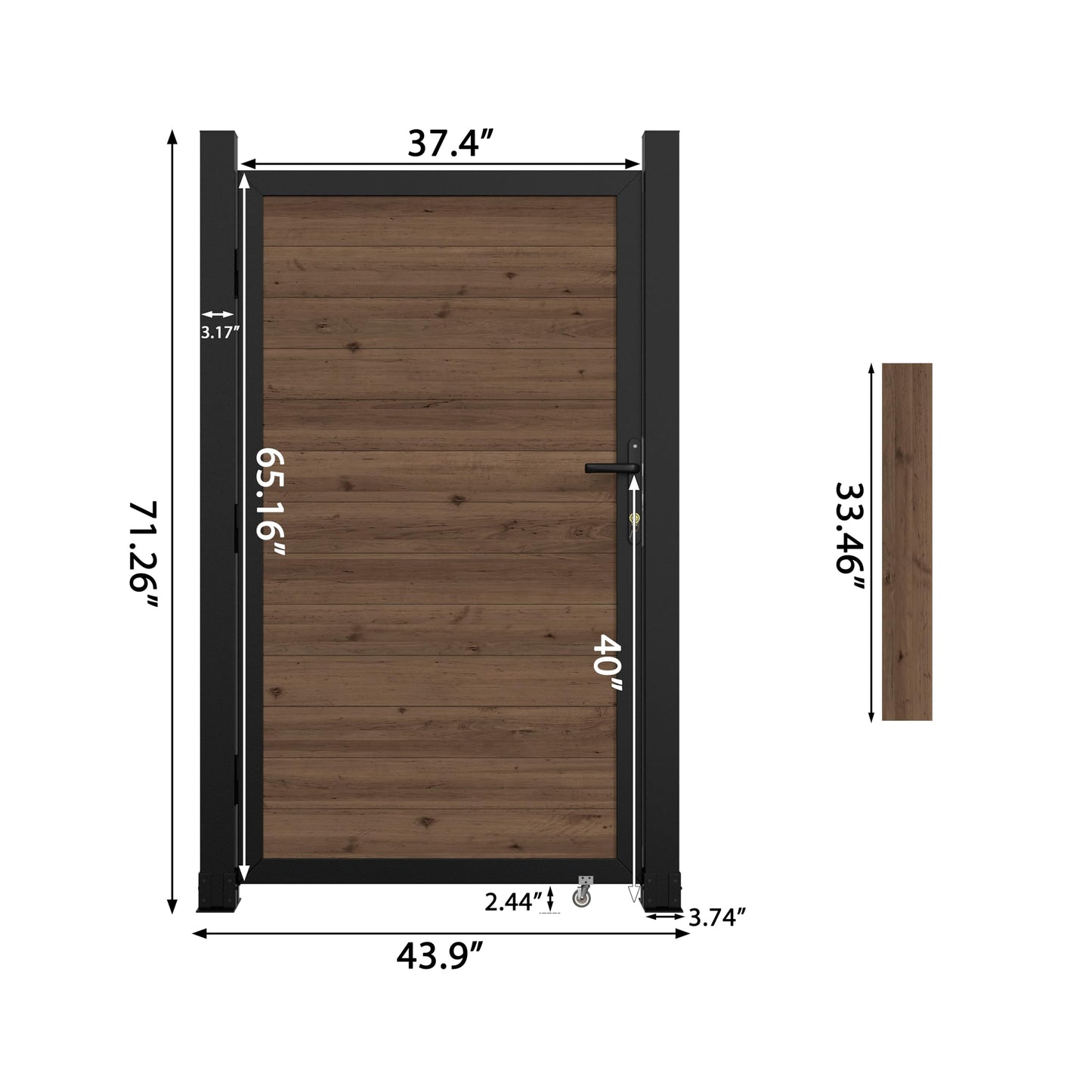 BlueWish 6 x 3 FT Cedar Wood Fence Gate Kit, Board-on-Board Privacy Fence Gate, Aluminum Frame with Security Lock System, Outdoor Garden Yard Complete Gate Kit for Backyard, Pool, Brown