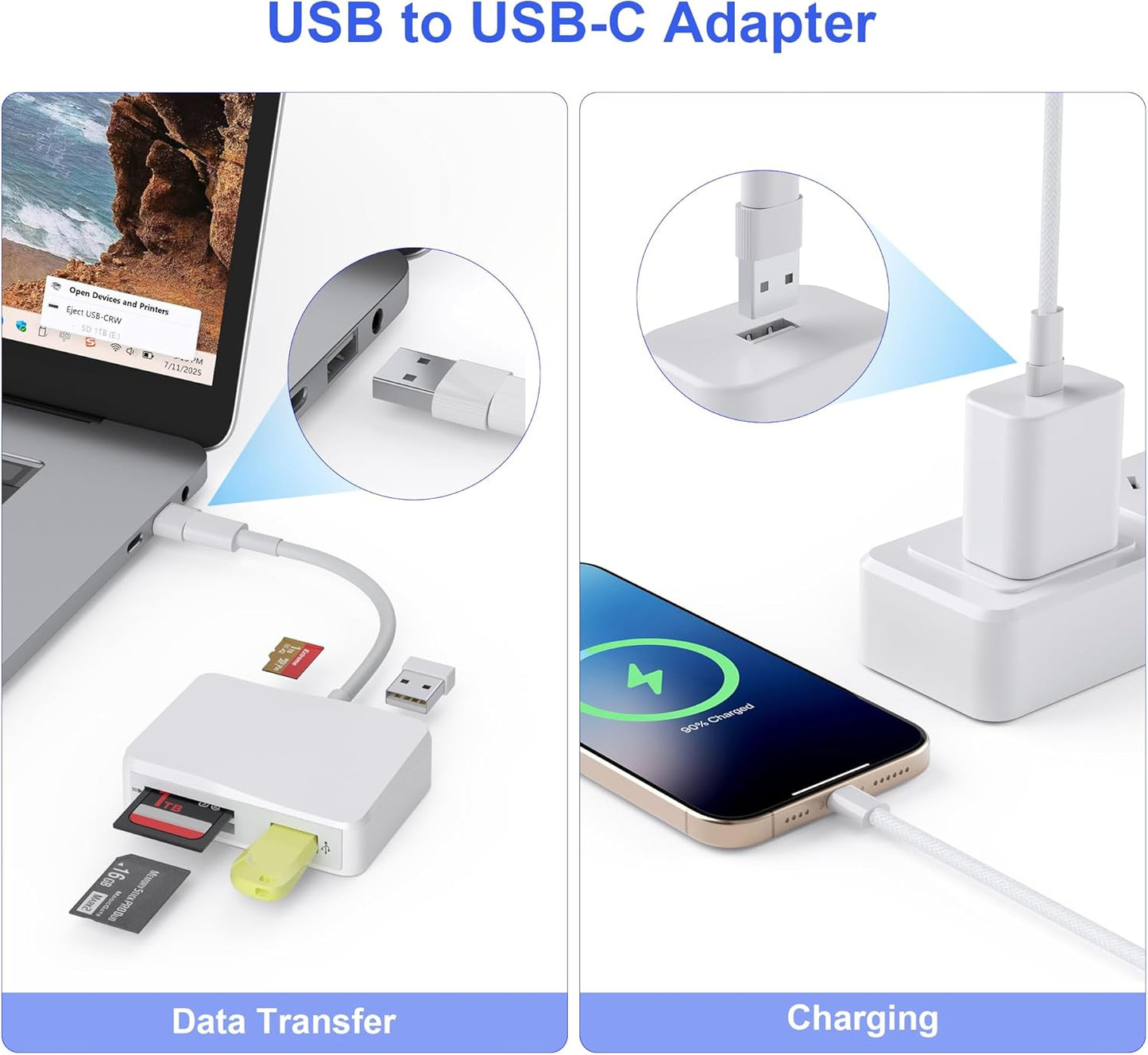 Xoqby 5 1 17/16/15 M4/M3 SD Card Reader, in USB-C & USB Card Adapter with SD/MicroSD/MS and Dual USB-A Ports Memory