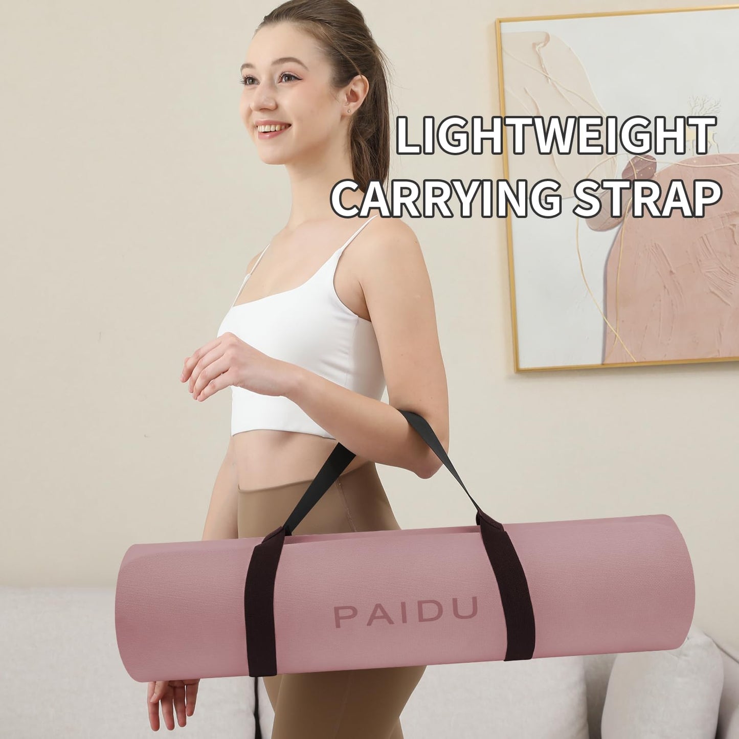 PAIDU Yoga Mat Non Slip Anti-tear,extra thick-2/5 inch（10MM）High Resiliency Professional POE Yoga Mats for Women Men Kids,72"x24"inch,Workout, Yoga, Pilates and Floor Exercise, with Carrier Strap