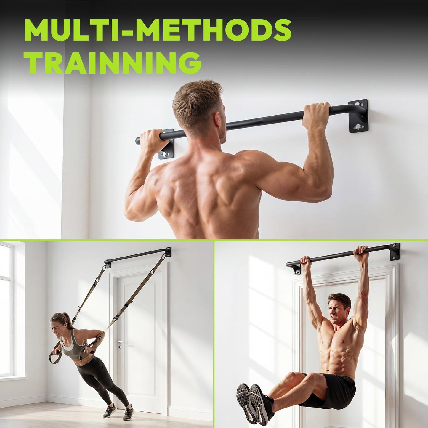 HANDBODE Pull Up Bar for Doorway and Wall Mount - Chin Up Bars for Home Gym, 36‘’ in Upper Body Workout Equipment with 500 lbs Capacity, Portable Thickened Steel Construction, Joist Mounted