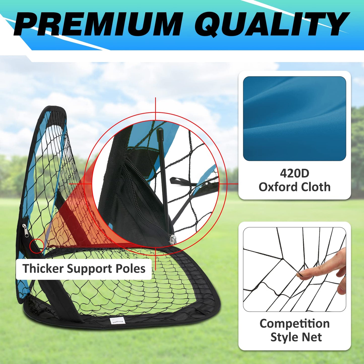 BOHEN Pop Up Soccer Goals for Kids-Foldable Portable Soccer Net for Outdoor Indoor Backyard Beach