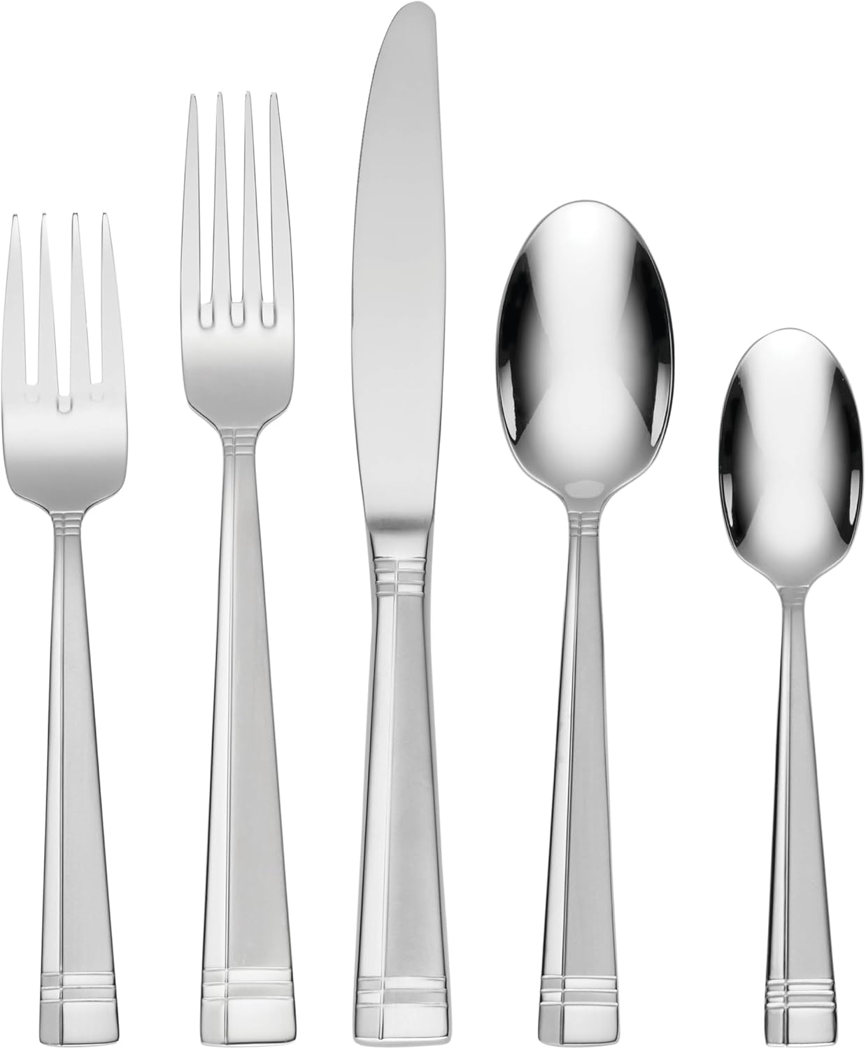 Oneida Amsterdam 45-Piece Silverware Set - Rust Resistant, Dishwasher Safe Flatware for 8 | Stainless Steel