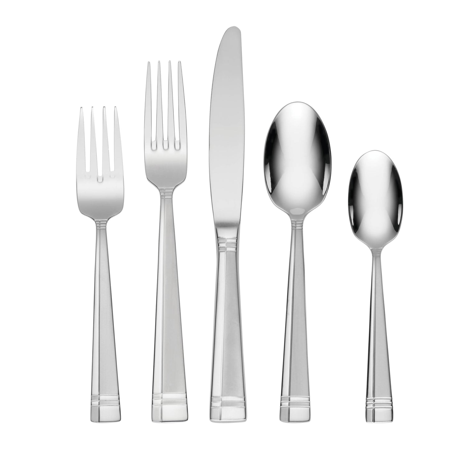 Oneida Silverware Set, Amsterdam 45-Piece Everyday Flatware Set, Service For 8, 18/0 Stainless Steel, Rust Resistant, Dishwasher Safe, Knives Spoons And Forks Set, Home And Kitchen (Silver, 45 Piece)