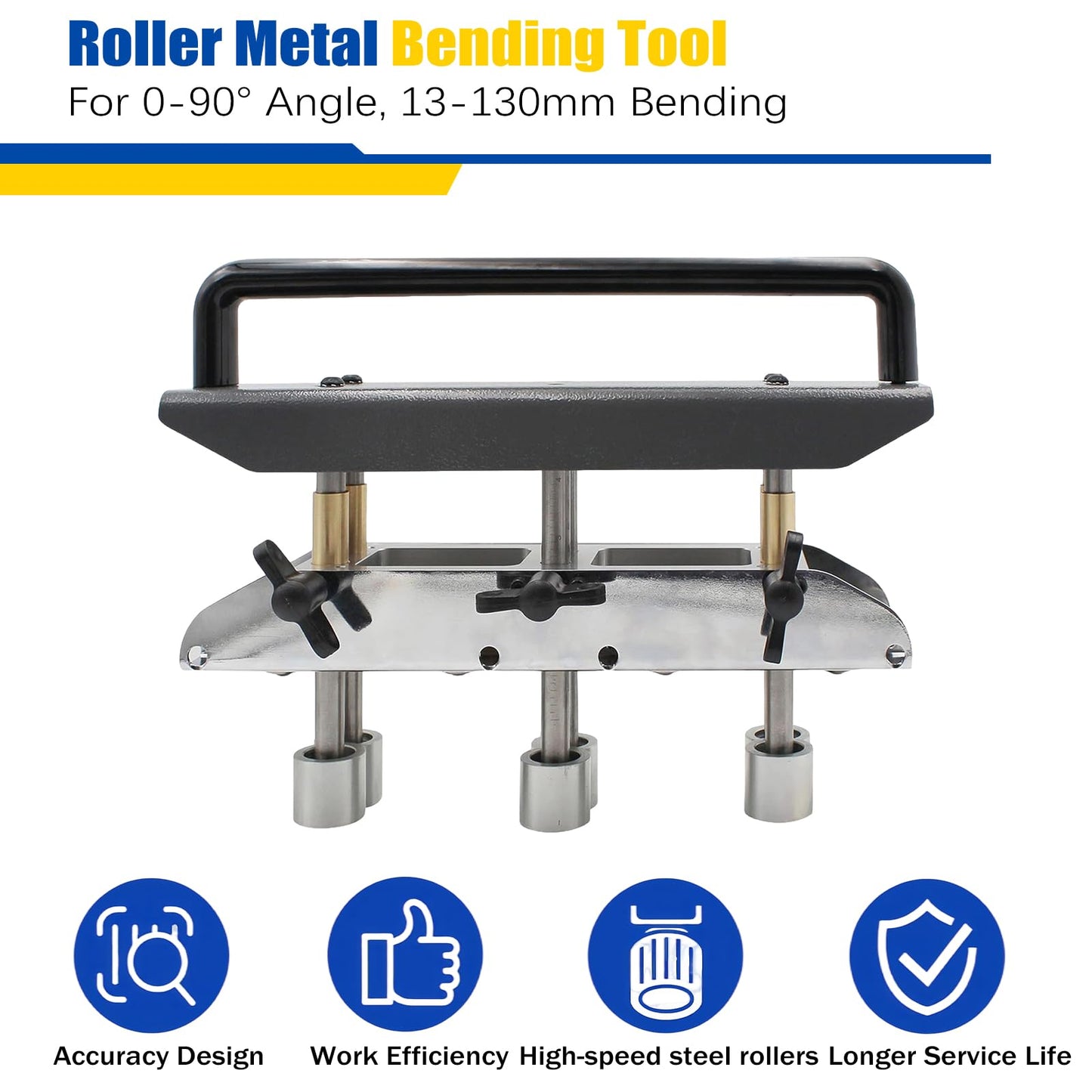 Three Station Roller, Adjustable Large Radius Roofing Sheet Metal Bender at 0-90 Angle, Standing Seam Roofing Tools for Bending 0.01‑0.04 Inch (0.3‑1.0mm) and Folding Height of 1/2‑5 Inch (13‑130mm)