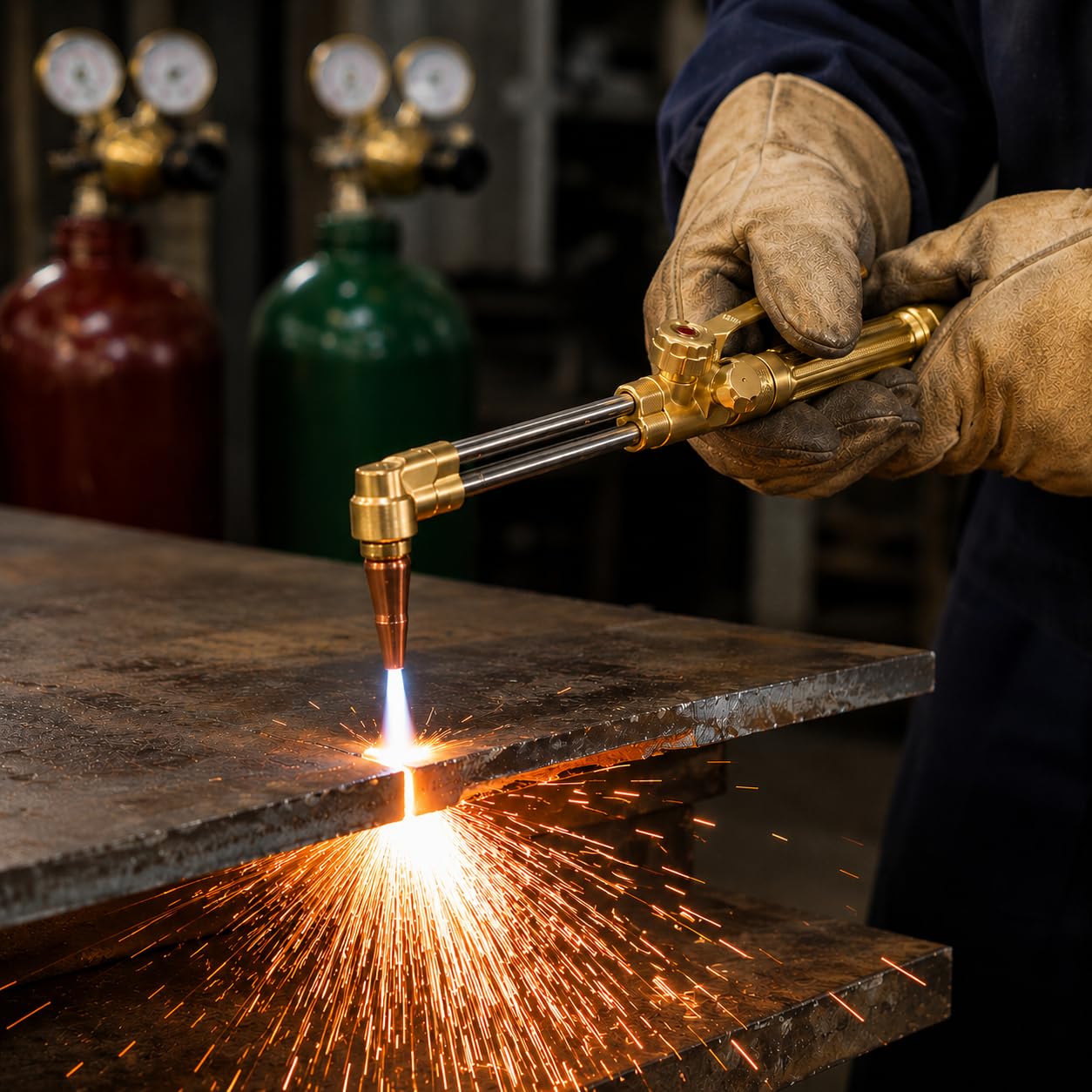 Stark USA Portable Oxygen Acetylene Welder Include Nozzles Cutting Torch, Brazing Set, Gas Welding Kits Gauge, Regulators Set With 11.5' ft Hose, Carrying Case