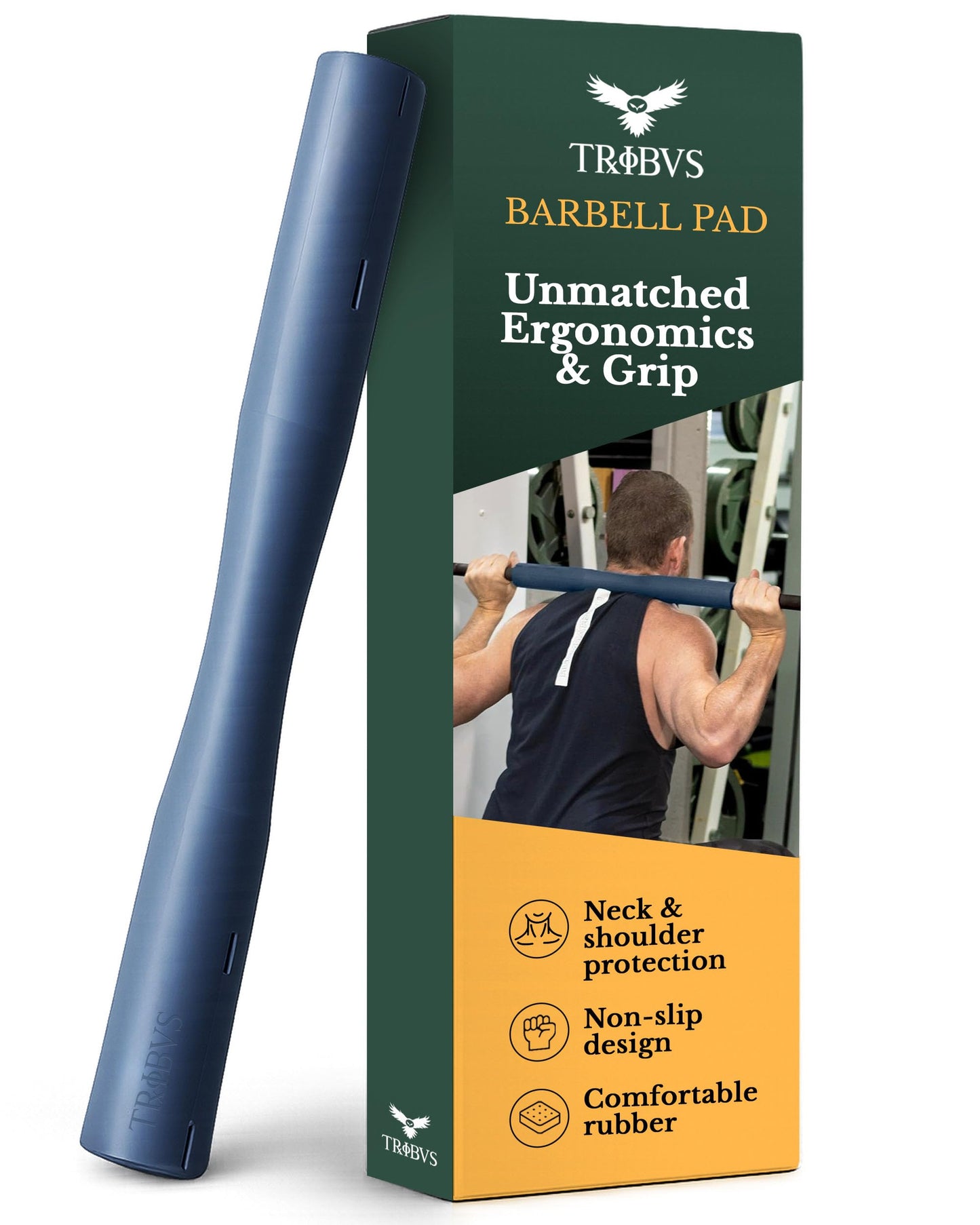 Tribus Grips Dense Rubber Barbell Adapter for Squats & Strength Training – Anti-Slip Design – Fits Standard & Olympic Barbells – Compact Durable Alternative to Foam Squat Pads