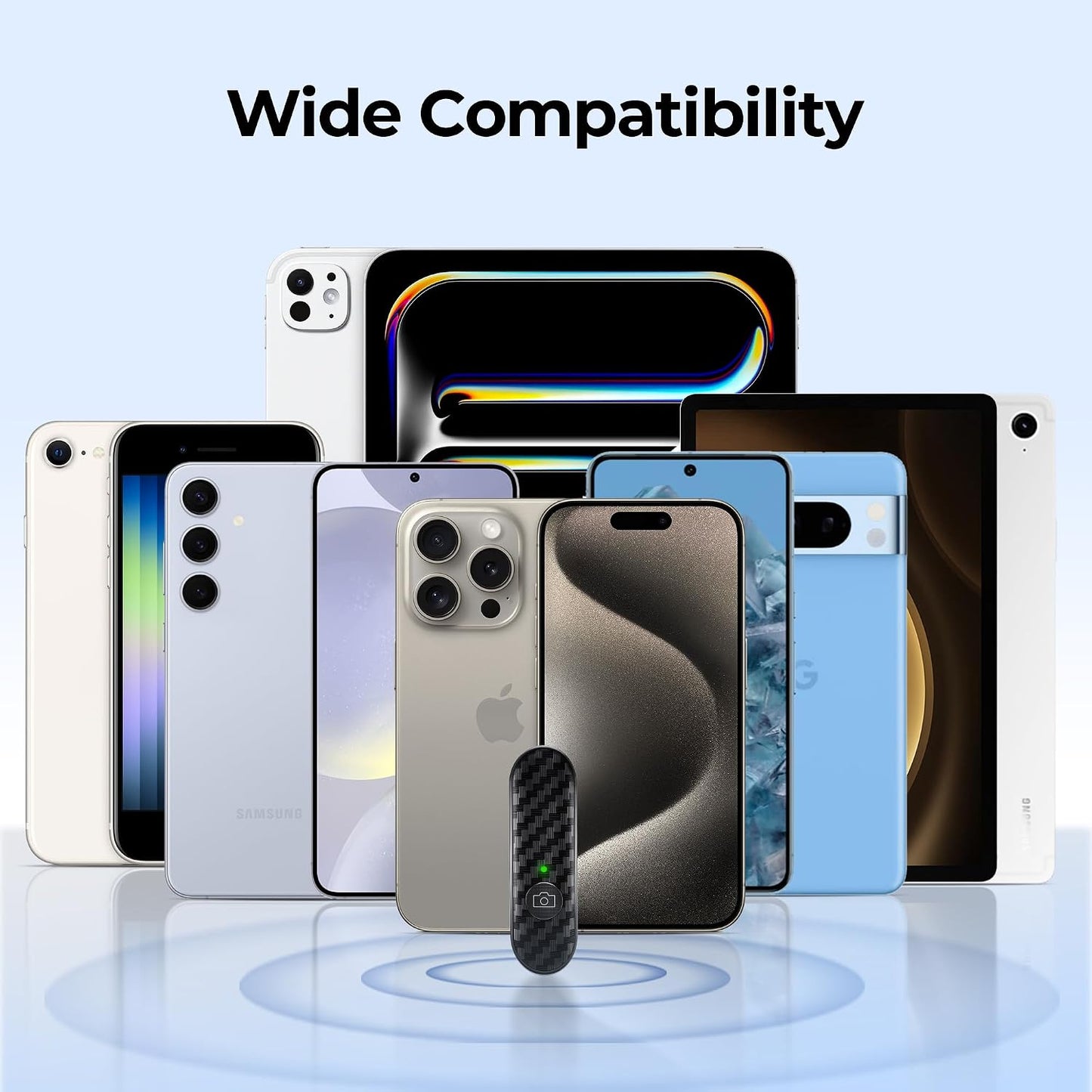 ATUMTEK 10m 5.0 Bluetooth Remote Shutter, Carbon Fiber Design, Rechargeable Camera Remote Control for iOS & Android