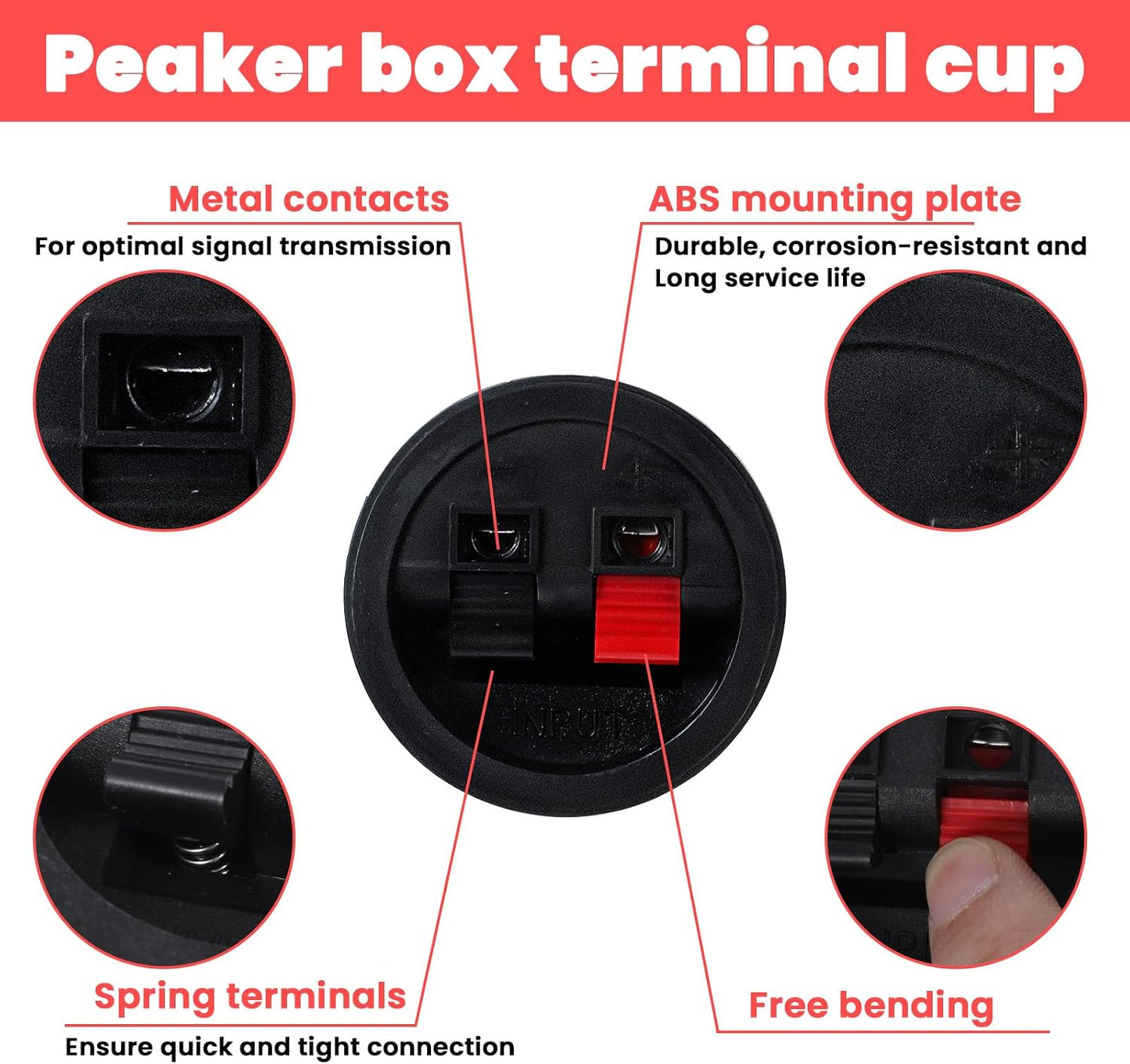 Zyghjort 2 PCS Speaker Terminals, Sub Box Terminals Speaker Box Terminal Cup Subwoofer Box Speaker Terminal Plates