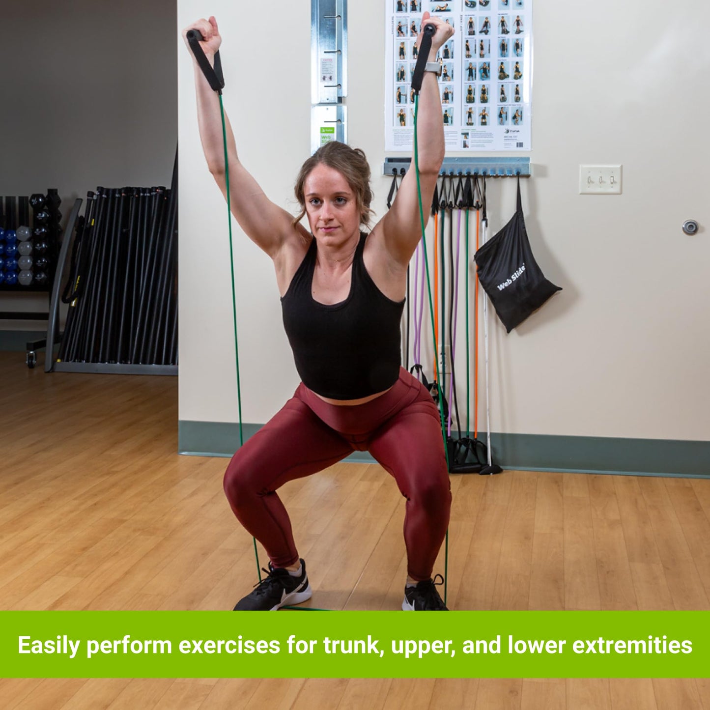 Web Slide 3-Pack Basics Rail System with Storage Rack, Stainless Steel - Perfect for Dynamic Warm-ups, CrossFit, Stretching, and Strength Building - Physical Rehab Equipment for Clinic, Home, or Gym