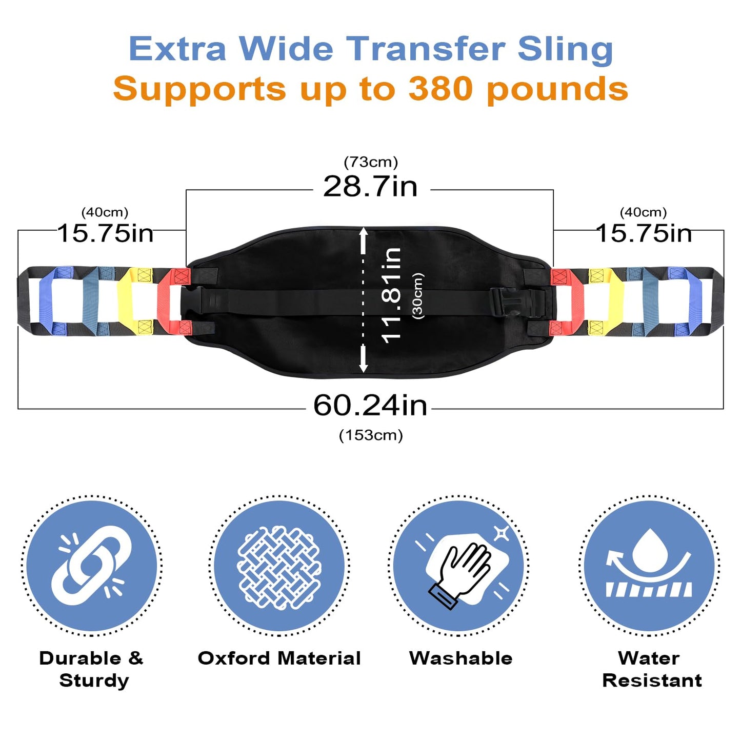 Transfer Sling, Transfer Belt for Elderly, Gait Belts for Seniors, Heavy Duty Patient Lift Belt, Mobility Standing and Lifting Aid for Disabled, Elderly, Injured- Safely Move from Bed and Wheelchair