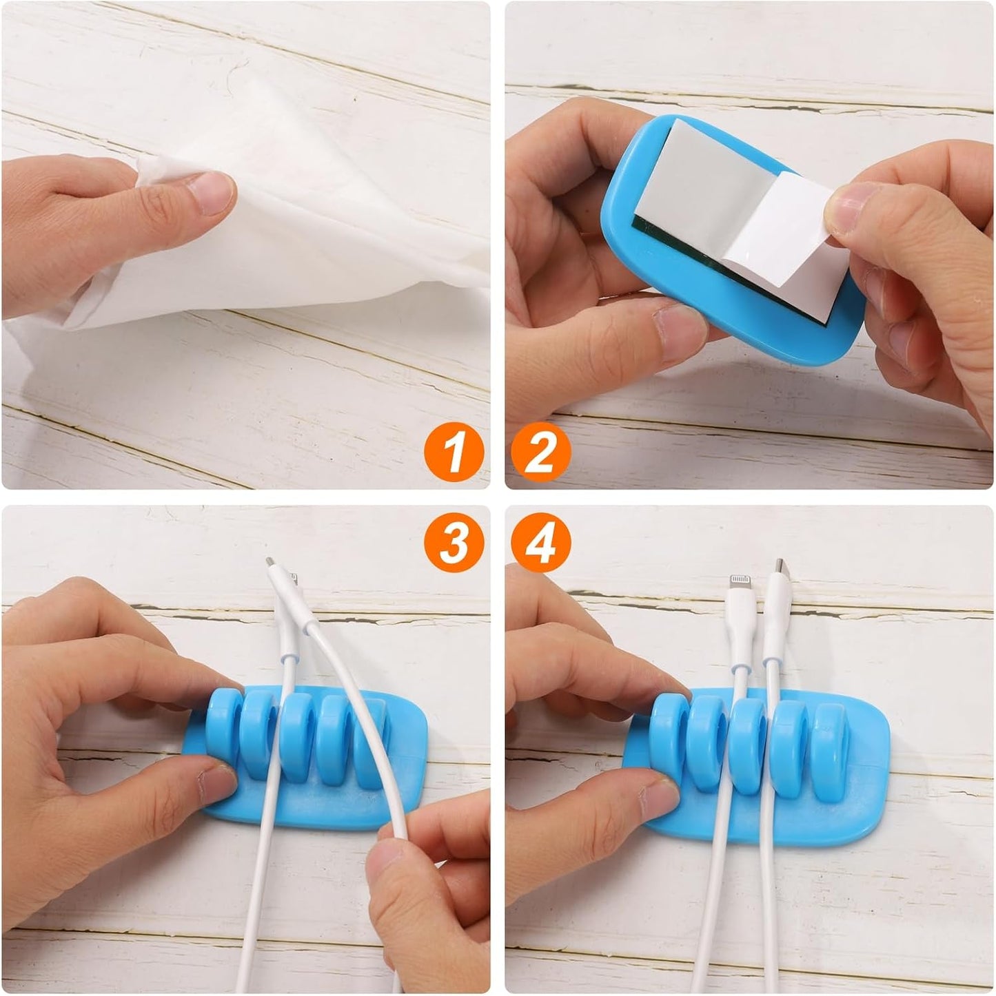 HARFINGTON Cable Clips Silicone Cable Management for Cord Organizer Cable Clips Bedroom Nightstand Wire Desk Table