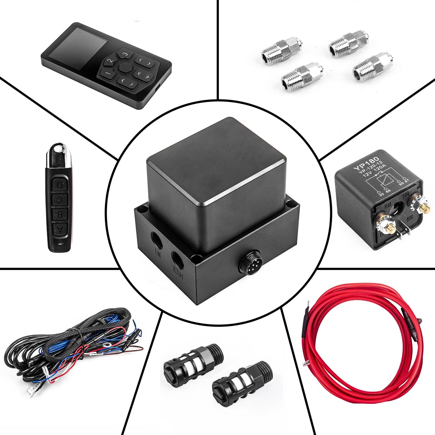 Air Management Top Grade 4-Valve Air Suspension System kit, Electronic Controll System/wireless remote control/pneumatic/airlift 3-Stages Memory ﻿