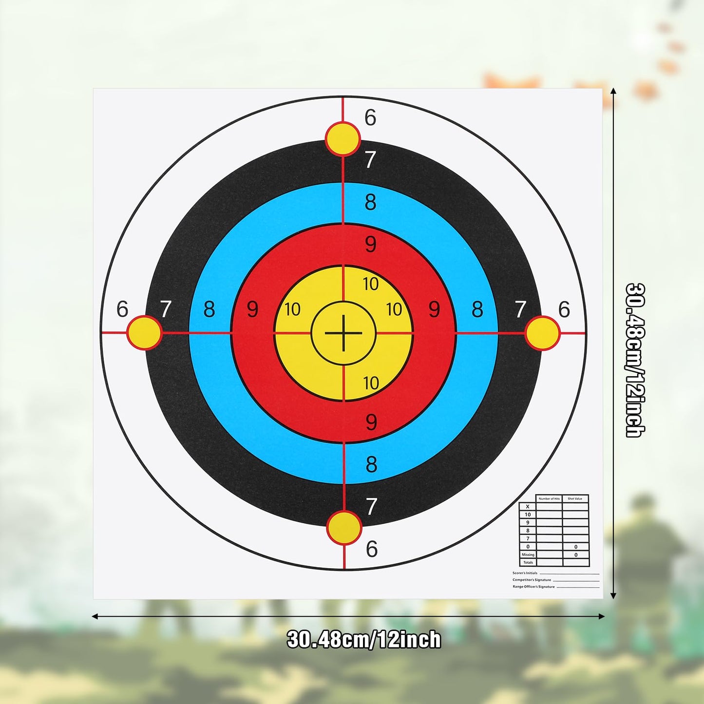 Fainne 200 Sheets Paper Targets for Shooting 12 x 12 Inch High Visibility Shooting Range Targets Bulk for Indoor Outdoor Pistol Practice Archery Airsoft Hunting Accessories(5 Ring Circular)