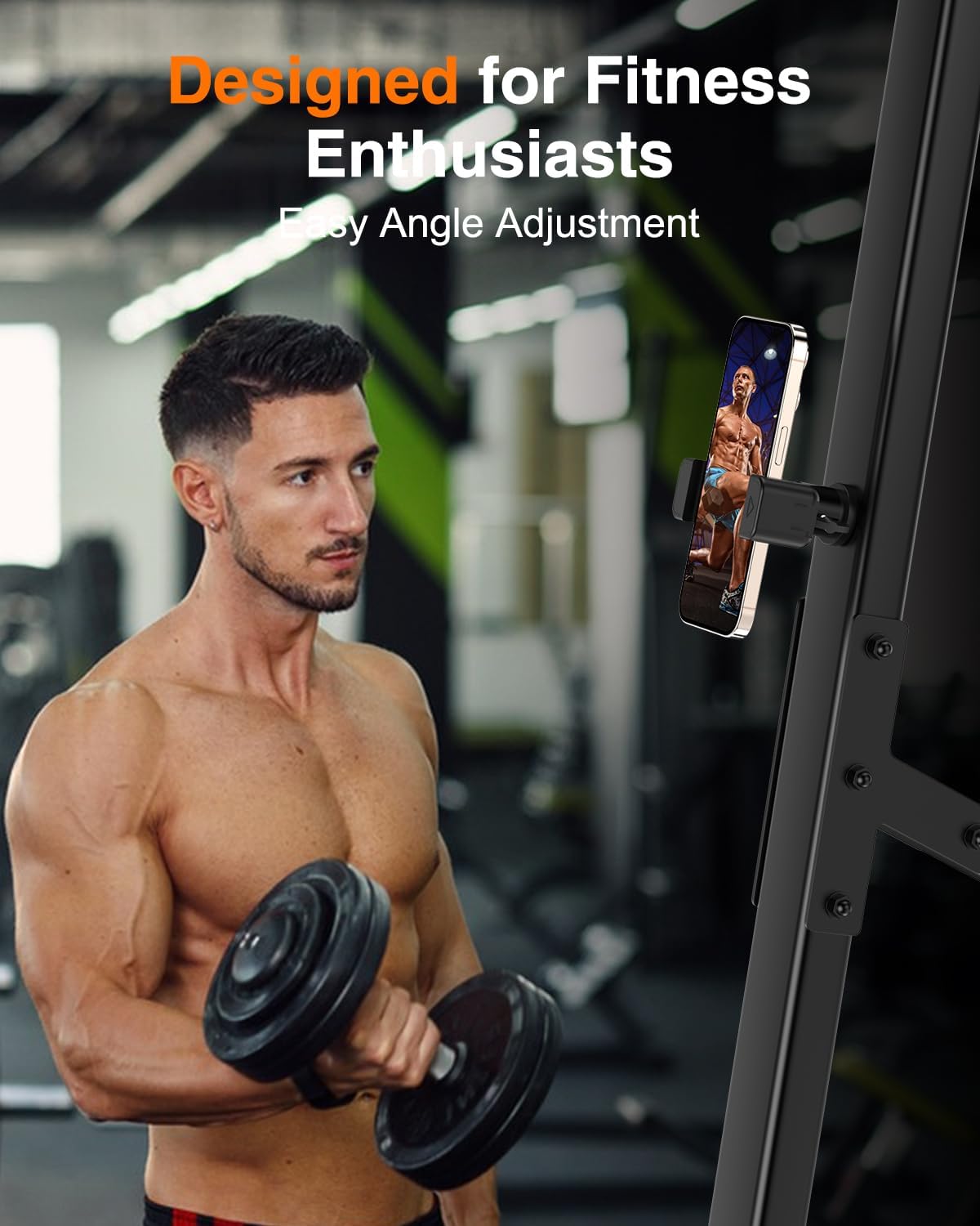 Amxellenware 360Adjustable, 4-7" Gym Magnetic Phone Holder, Portable Magnetic Phone Holder Mount for Gym, Attaches