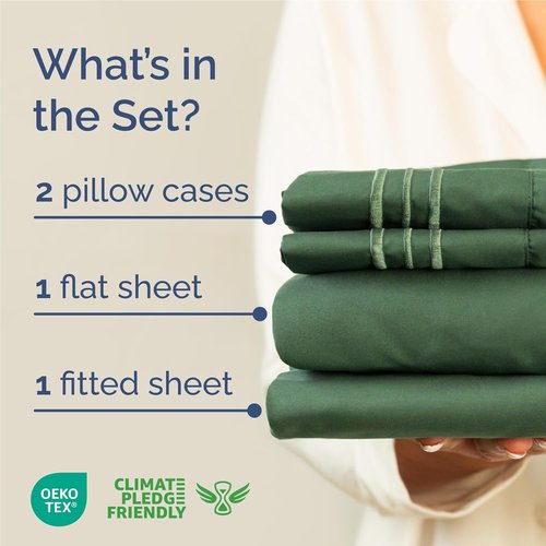 Comfy Breathable Cooling Bed Sheets Set by [Brand Name] - Luxury 4-Piece Full Size - Deep Pockets, Soft & Wrinkle-Free - Oeko-Tex Certified, Emerald Green