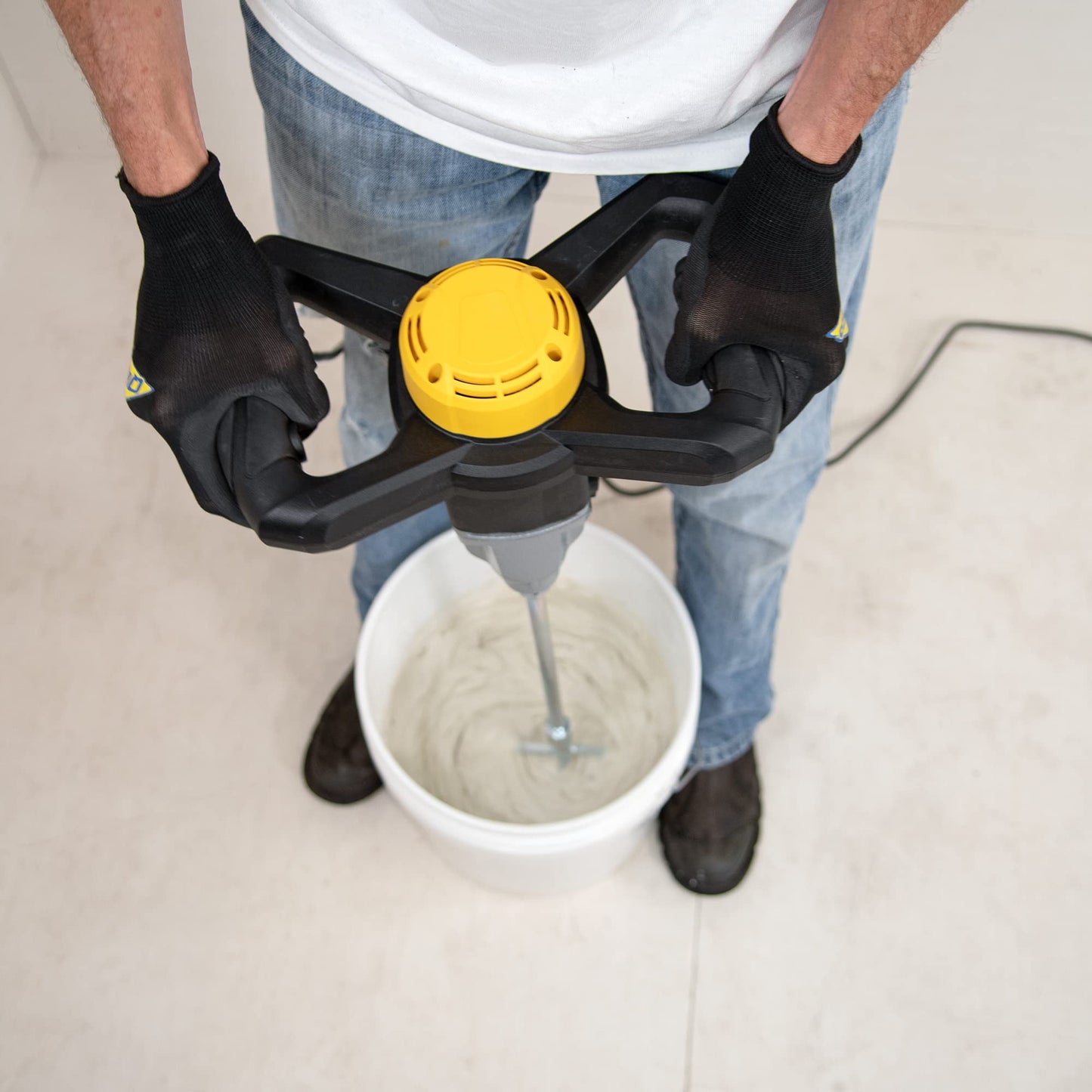 QEP 21700 120-Volt 2 Speed Power Mixer with Mixing Paddle for Thinset Grout and Mortar, Silver
