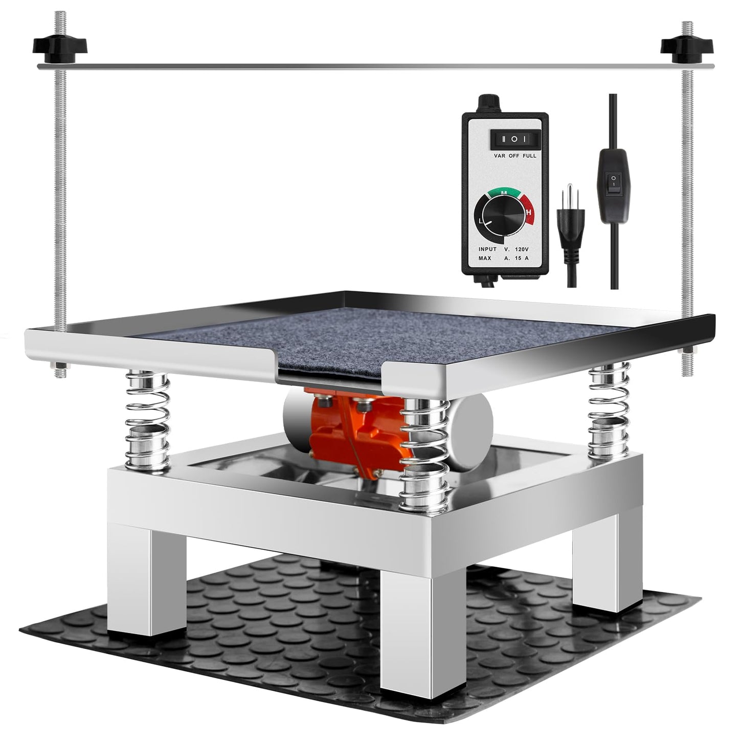 Concrete Vibration Table 13.78×13.78in With Cloth Mat,For Molds Lab Stainless Steel Concrete Vibrating Tool,Governor Adjustment